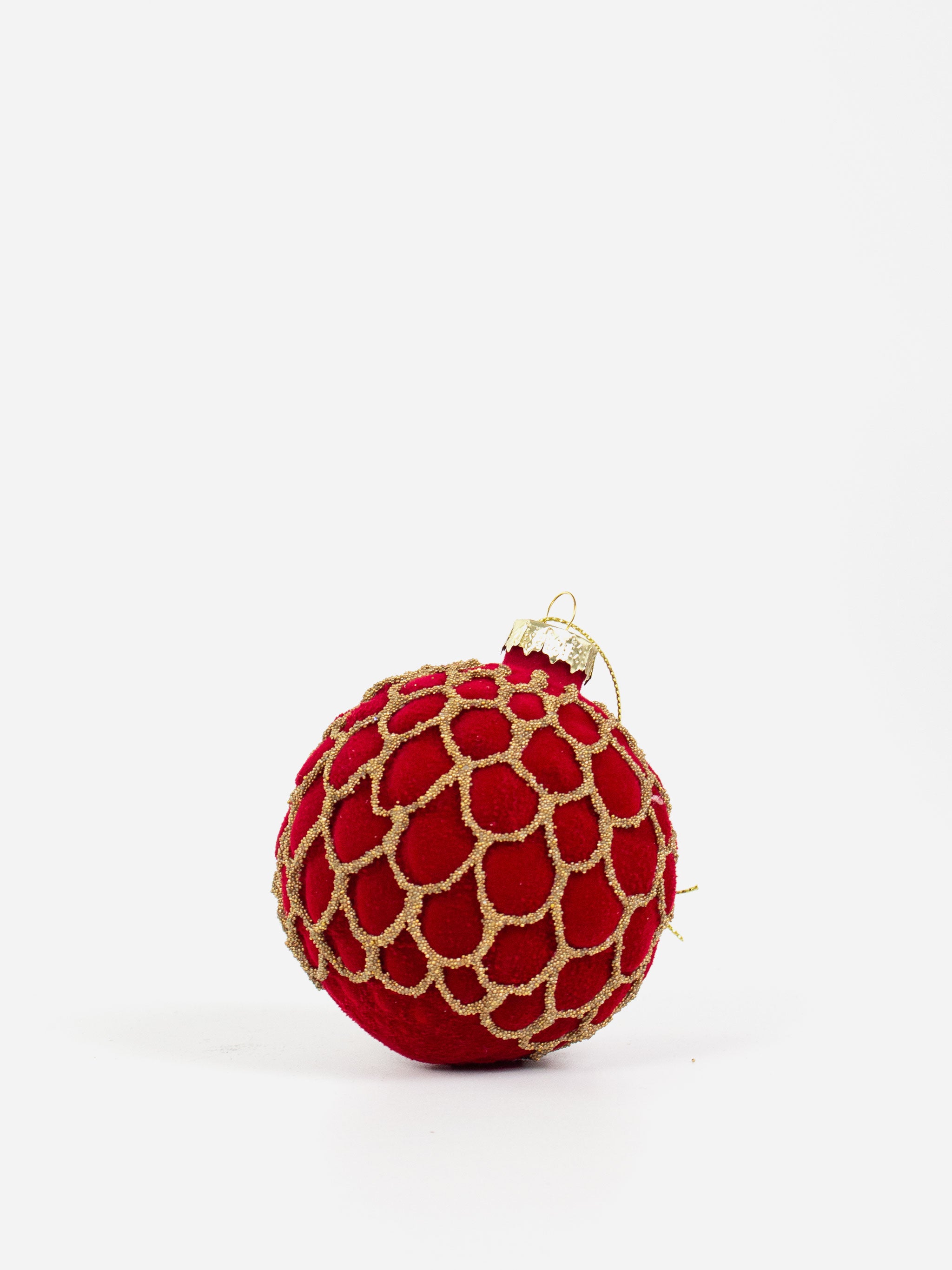 Red Flocked Petal Bauble