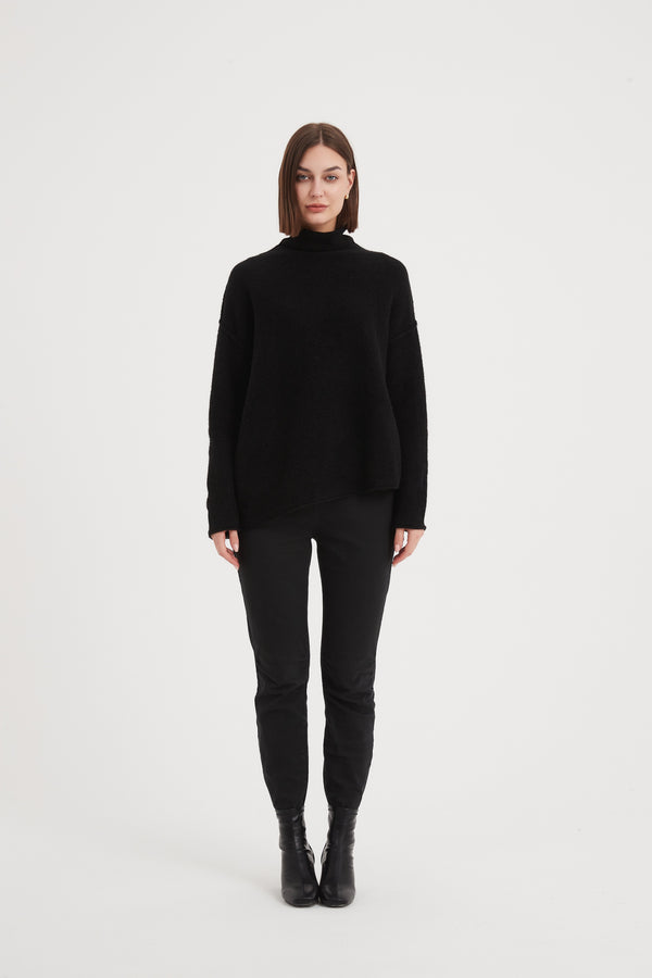 Exposed Seam Funnel Neck Knit