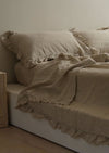 French Linen Ruffle Edge Sheet Set - Natural Oat