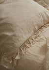 French Linen Ruffle Edge Sheet Set - Sand Stripe