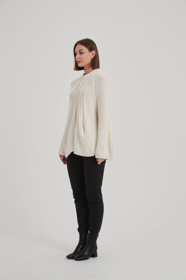 Funnel Neck Ribbed Knit