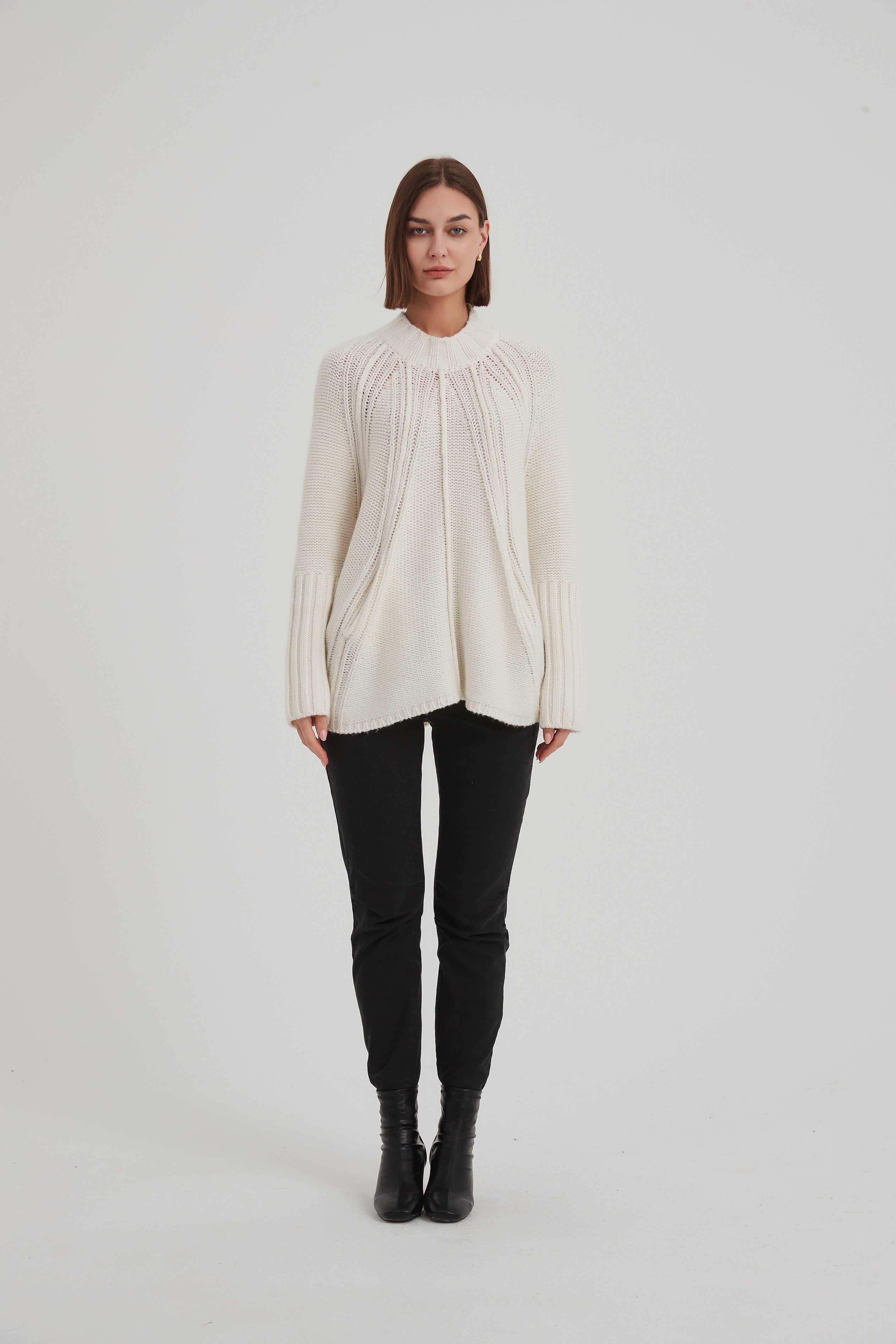 Funnel Neck Ribbed Knit