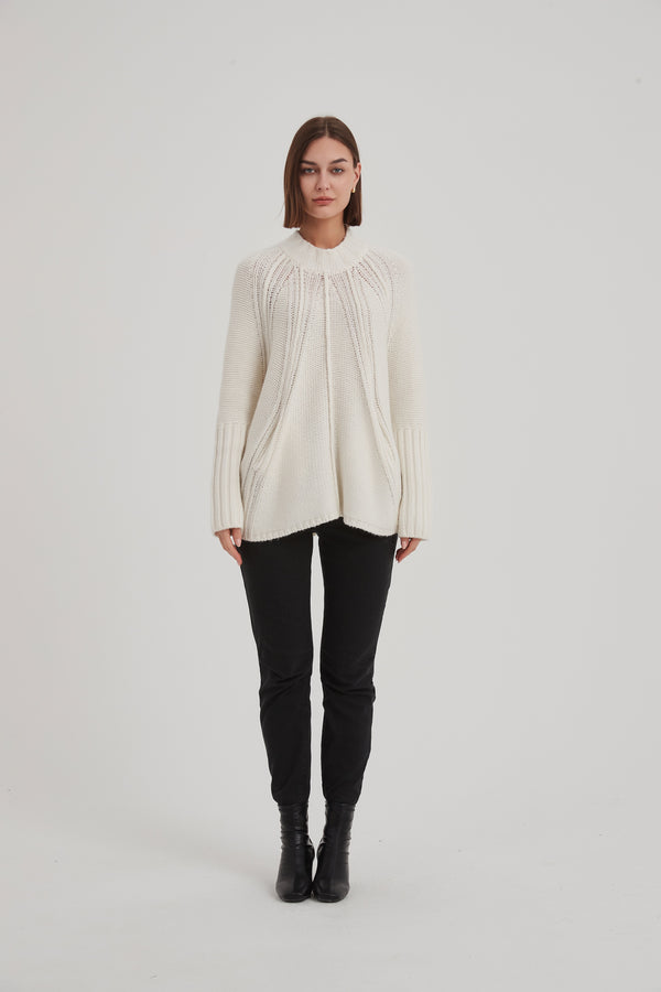 Funnel Neck Ribbed Knit