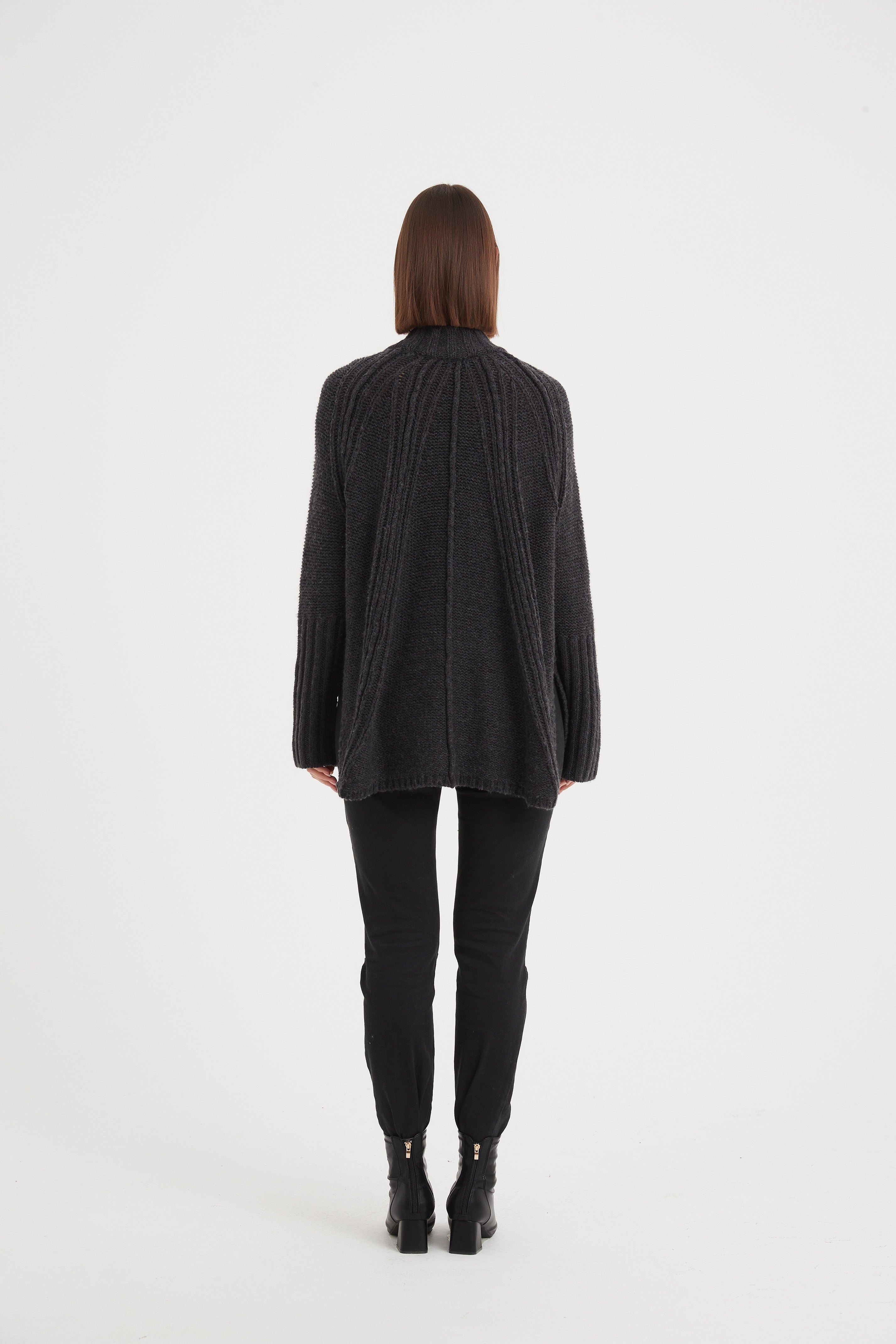 Funnel Neck Ribbed Knit