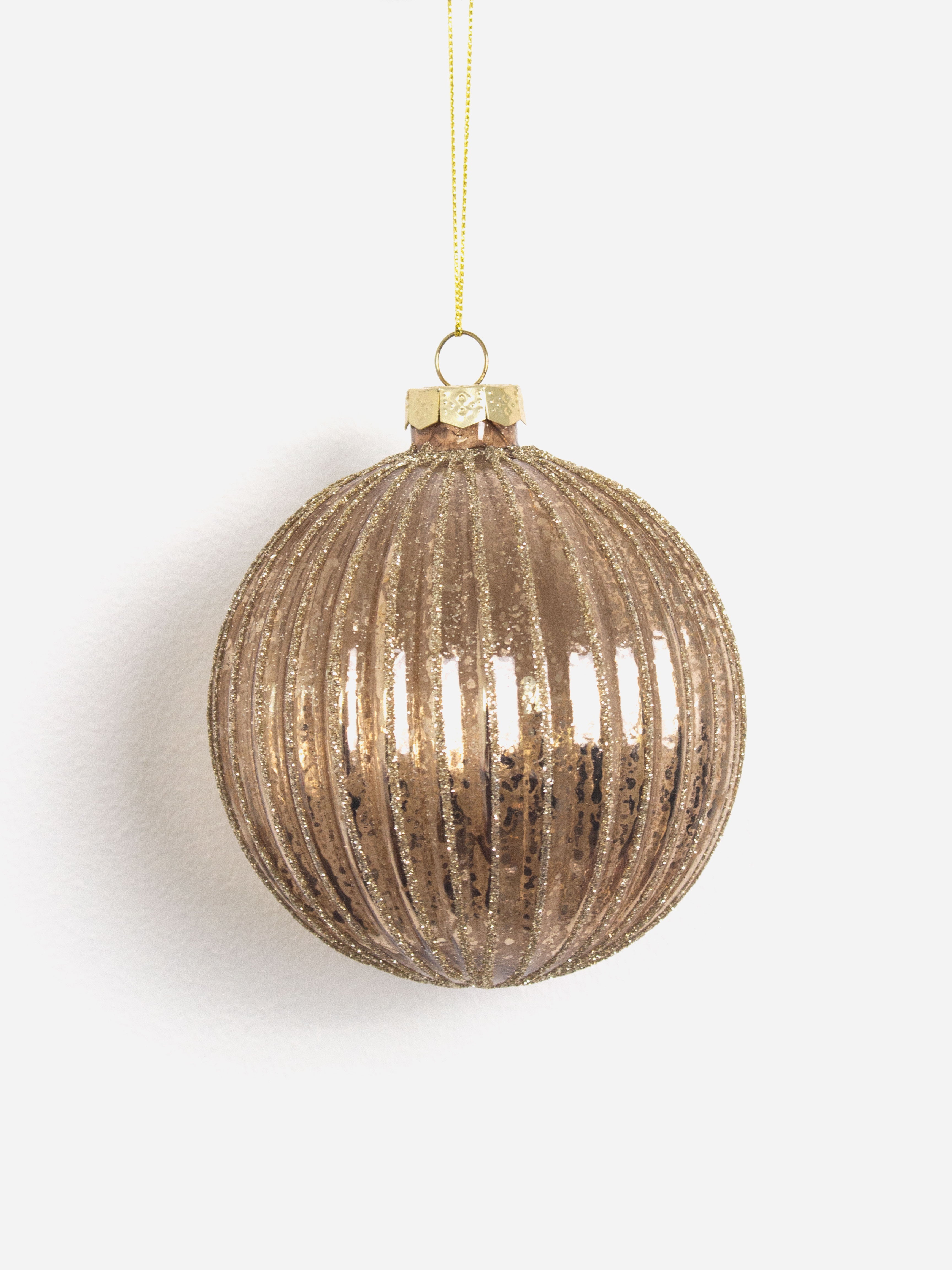 Gold Ribbed Glass Bauble