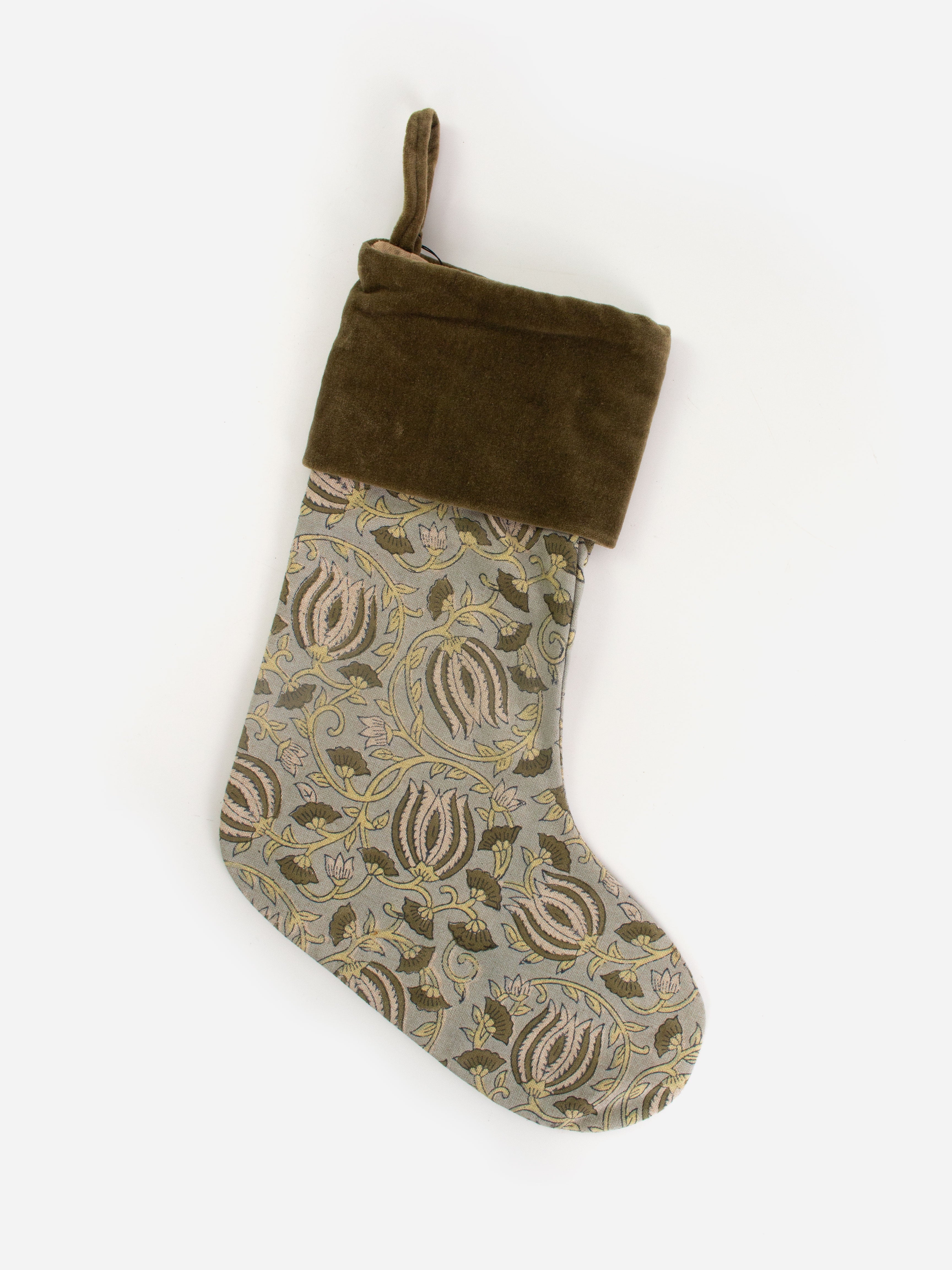 Green Pomegranate Floral Stocking