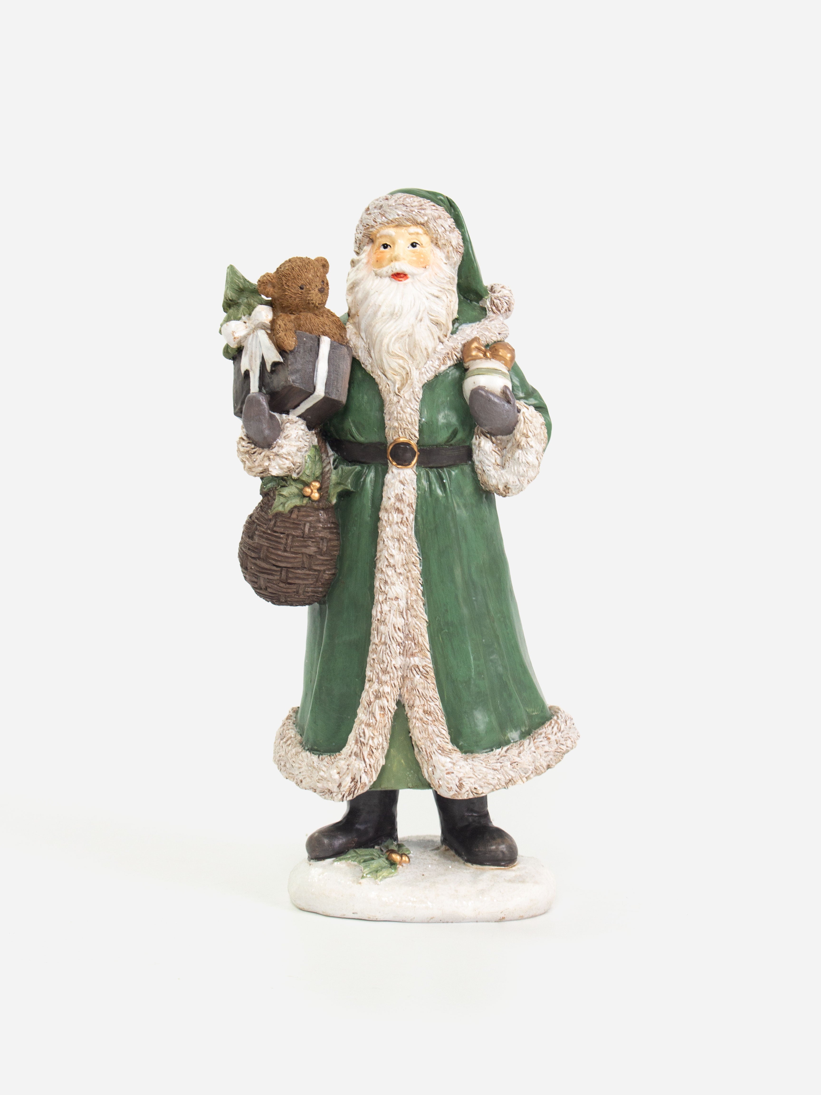 Green Santa with Bear and Basket