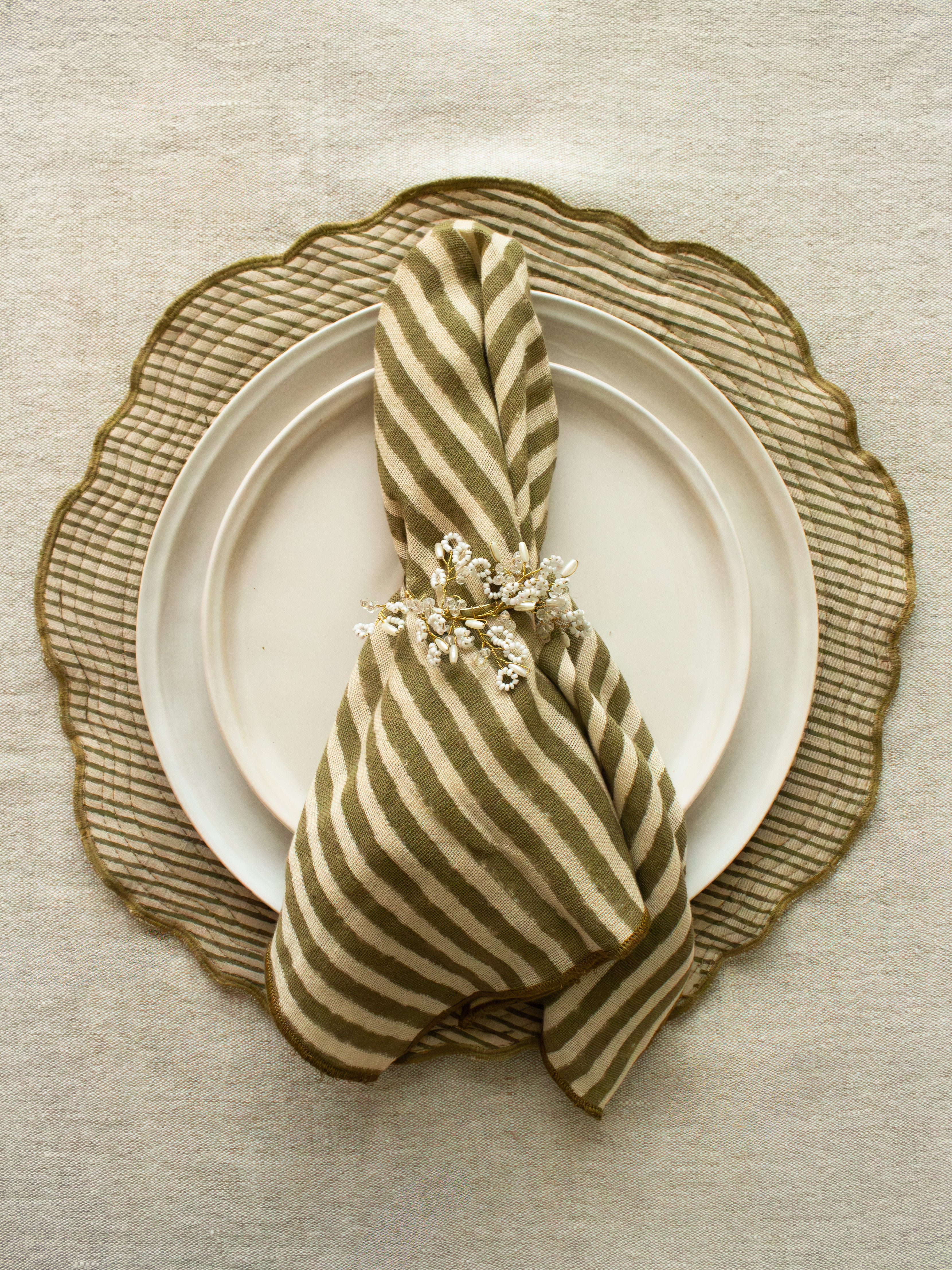 Green Striped Quilted Placemat