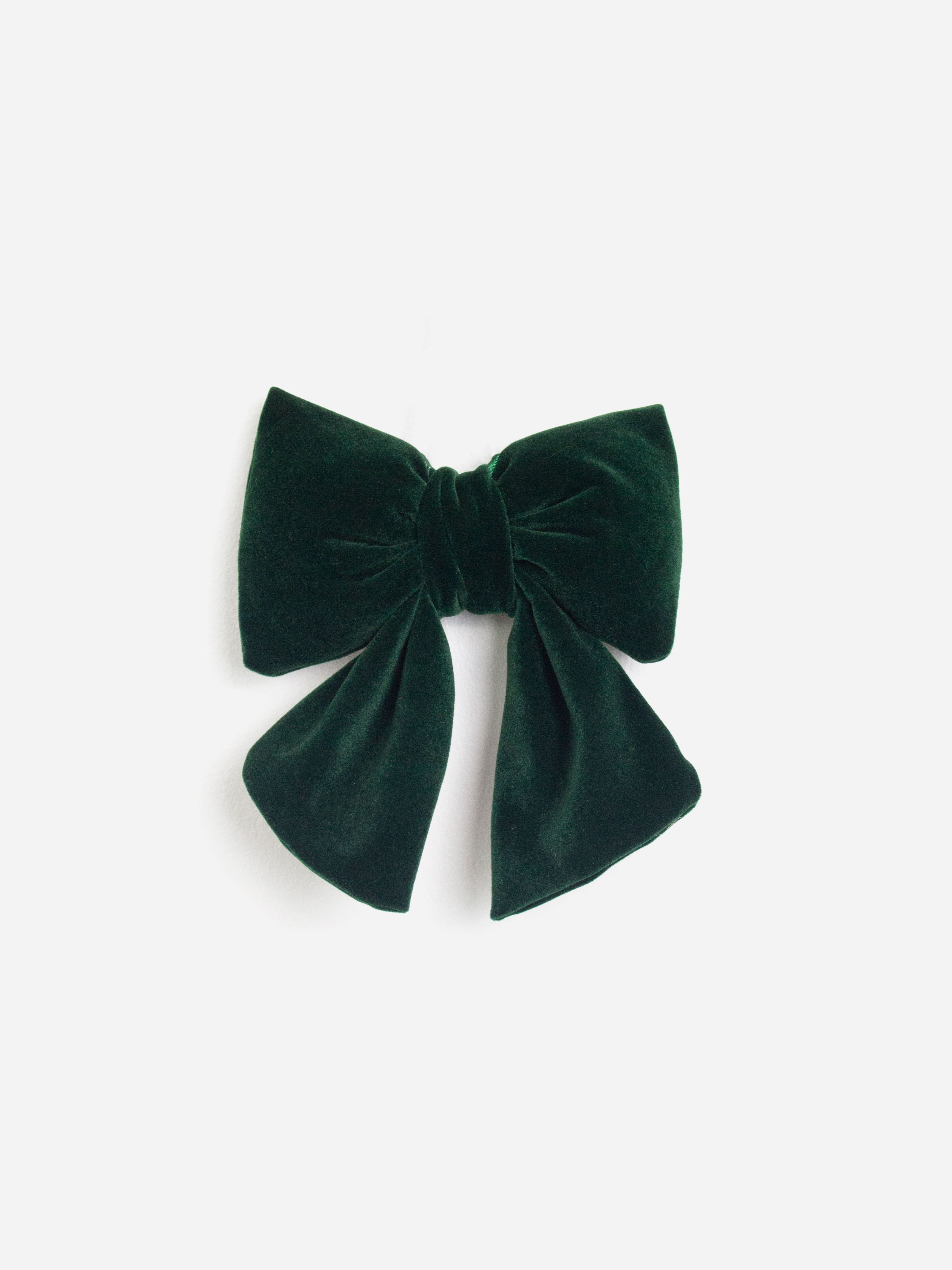 Green Velvet Cushion Clip Bow
