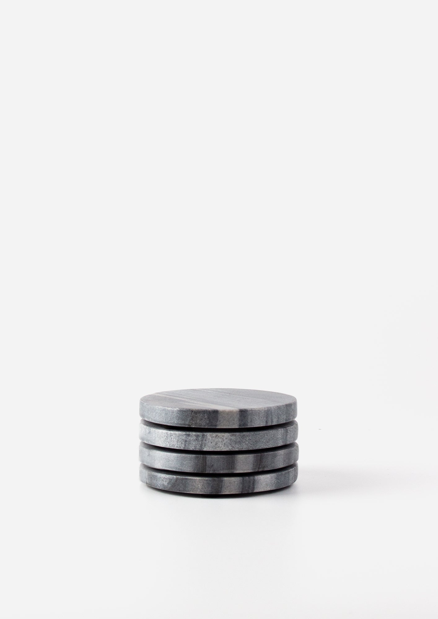 Grey Marble Round Coaster Set