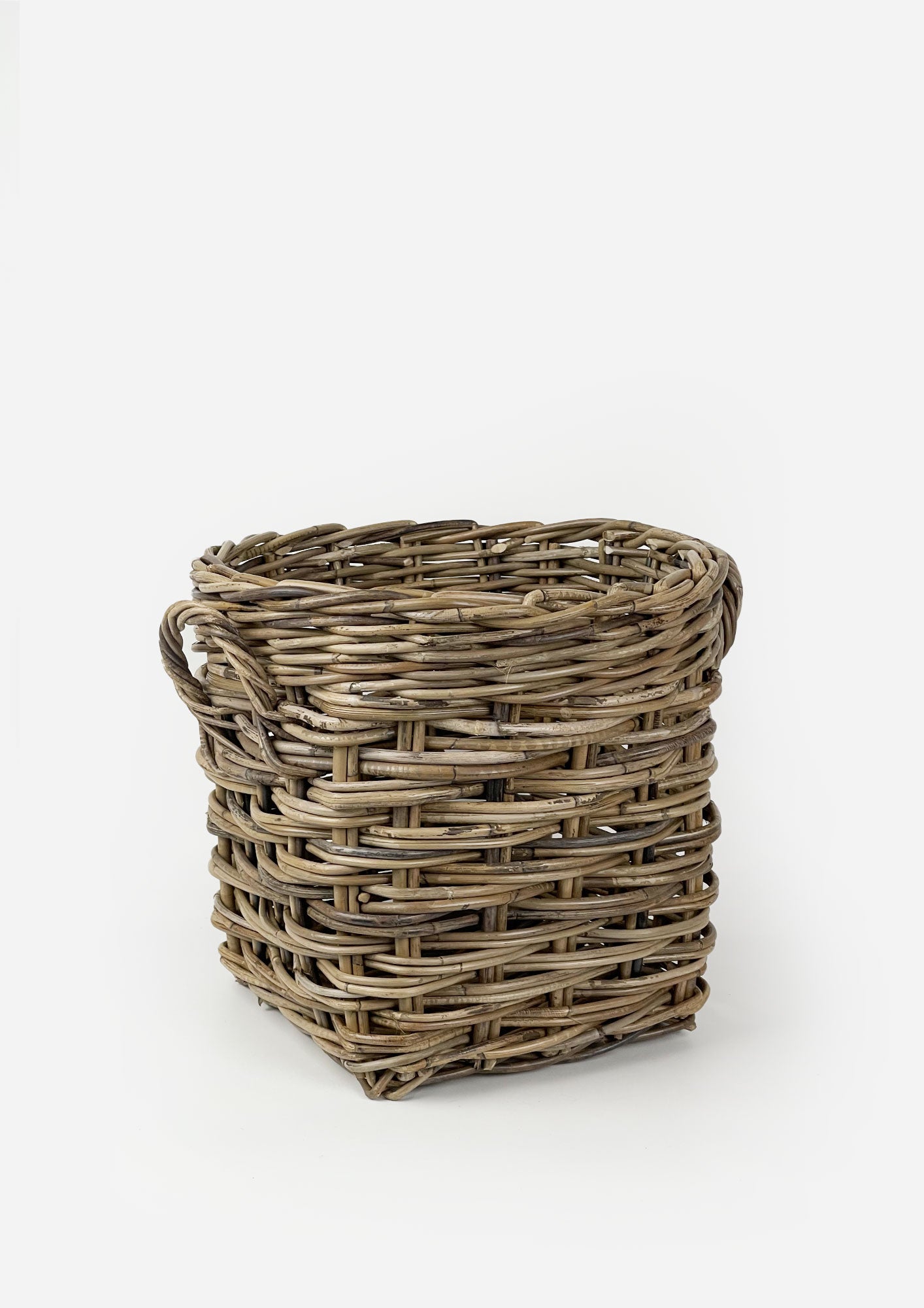 Grove Round Wood Basket with Handles