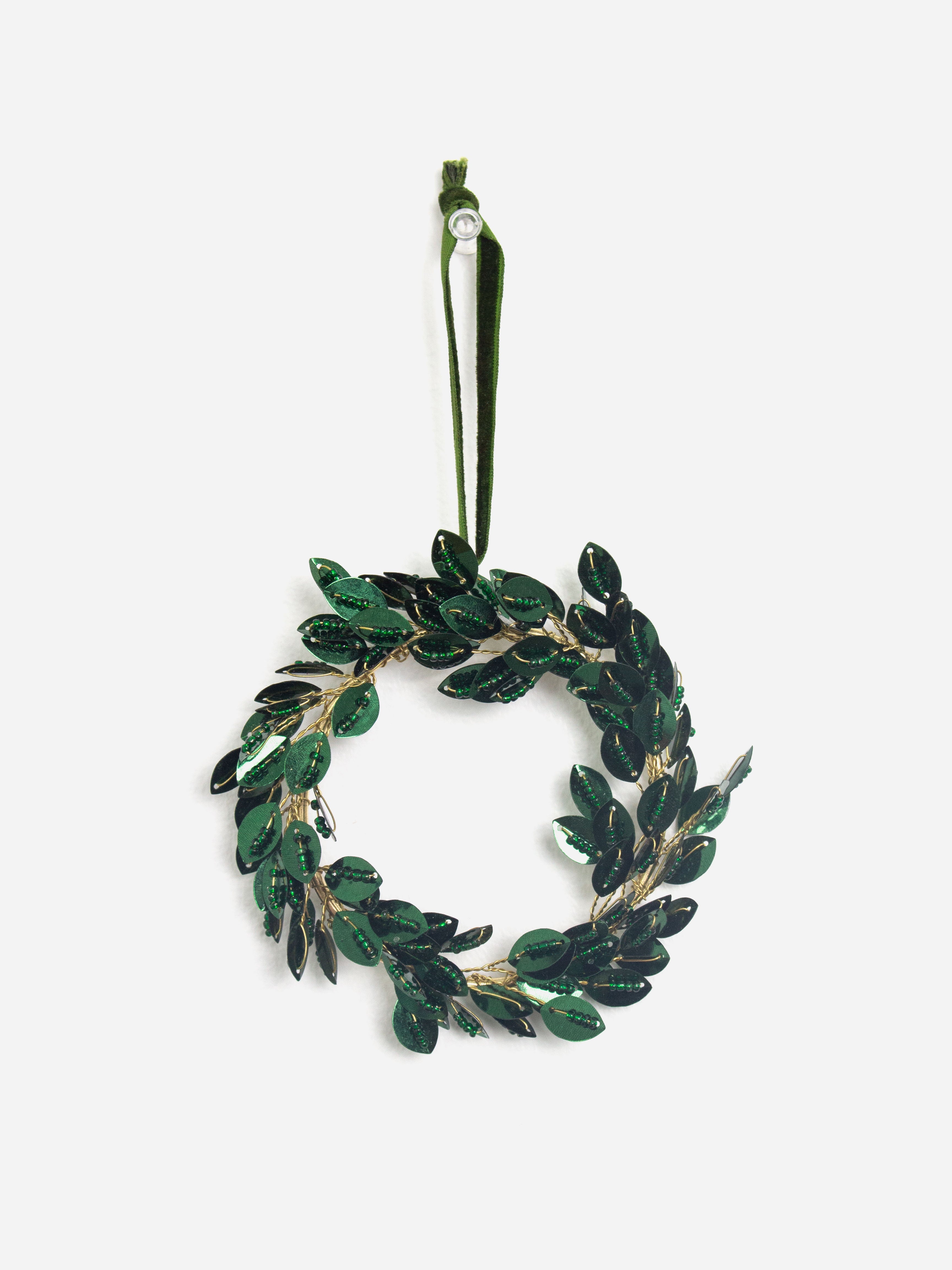 Hanging Beaded Green Ring