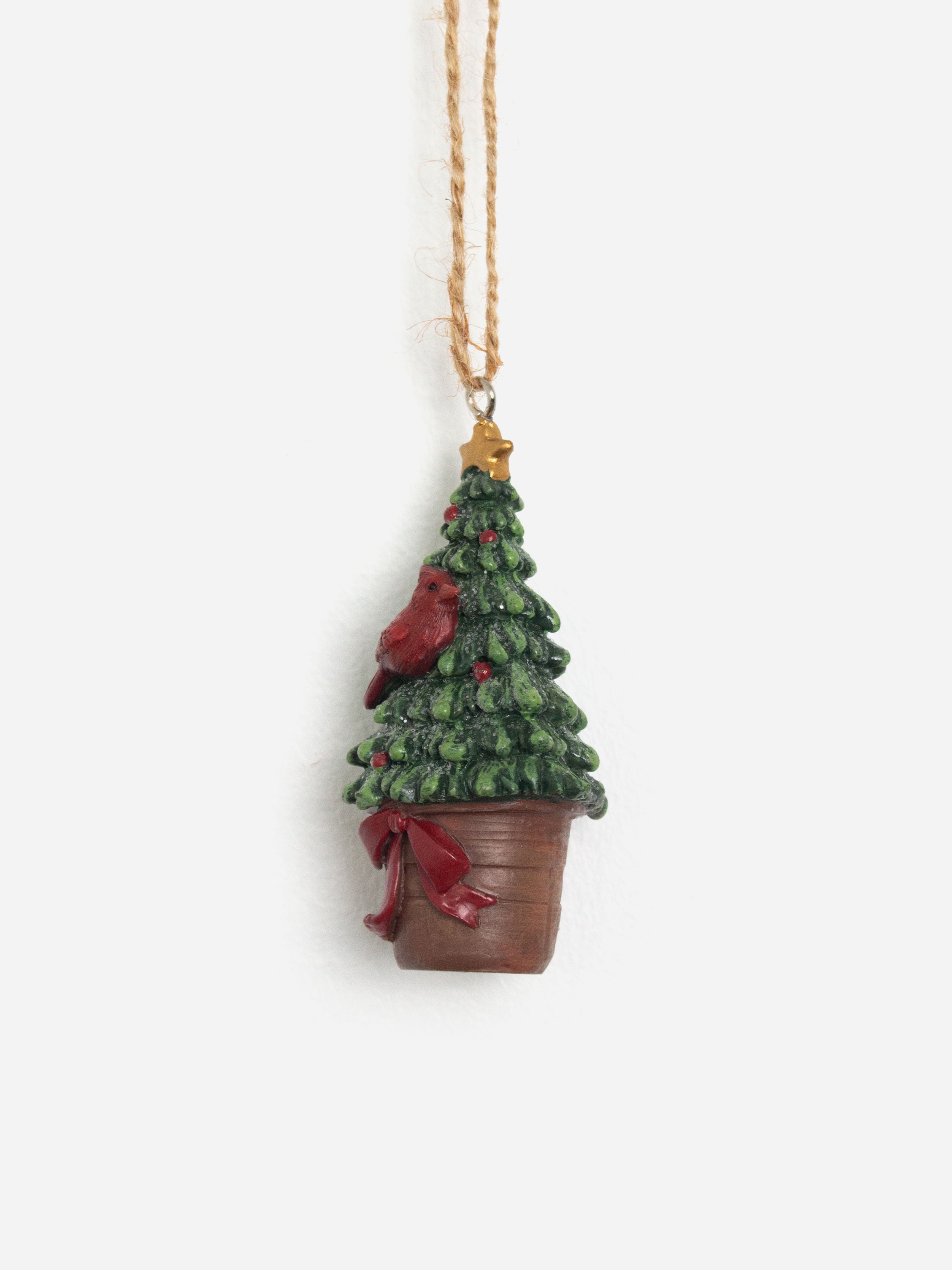 Hanging Potted Tree with Bird