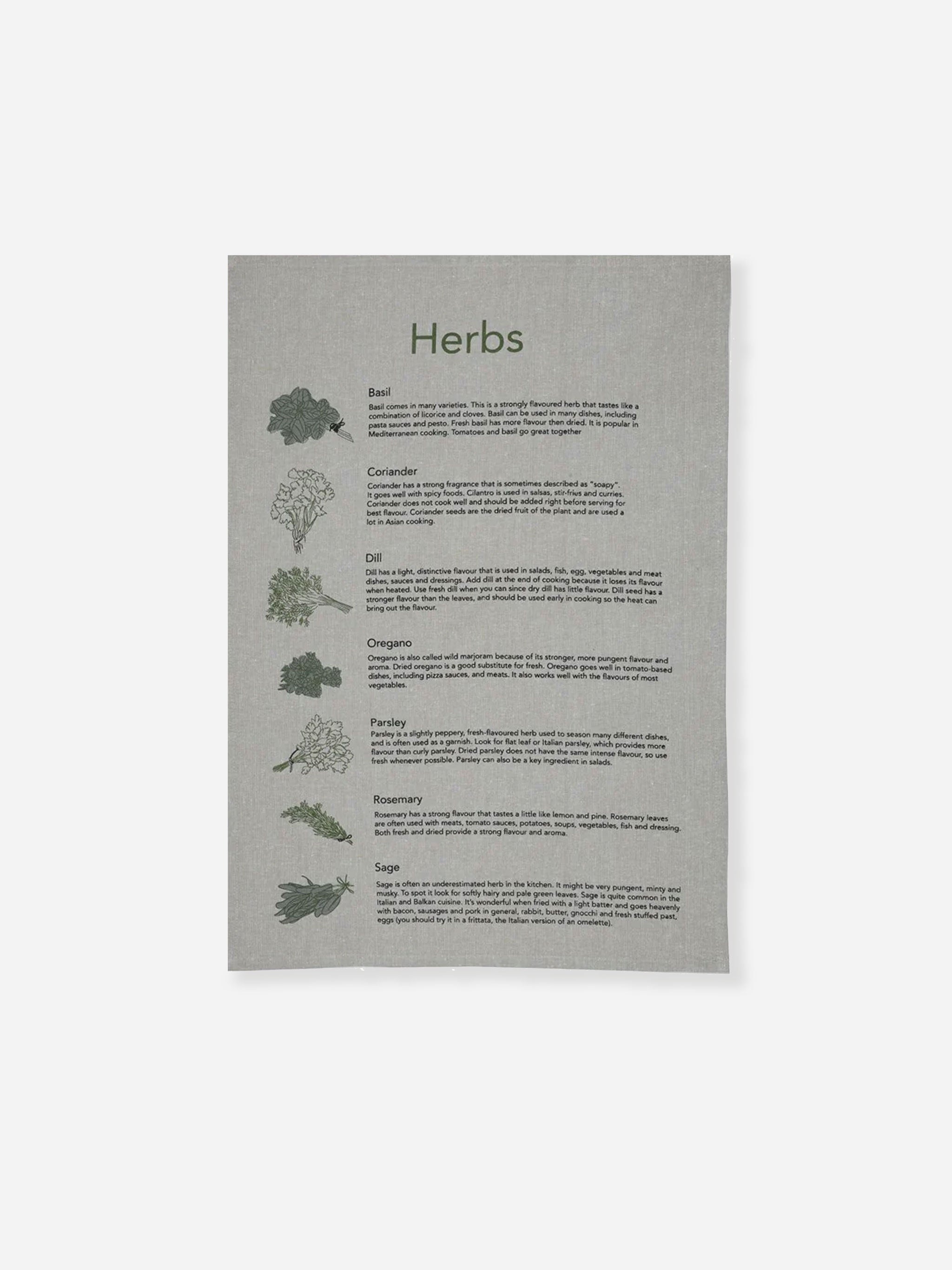 Herb Print Tea Towel