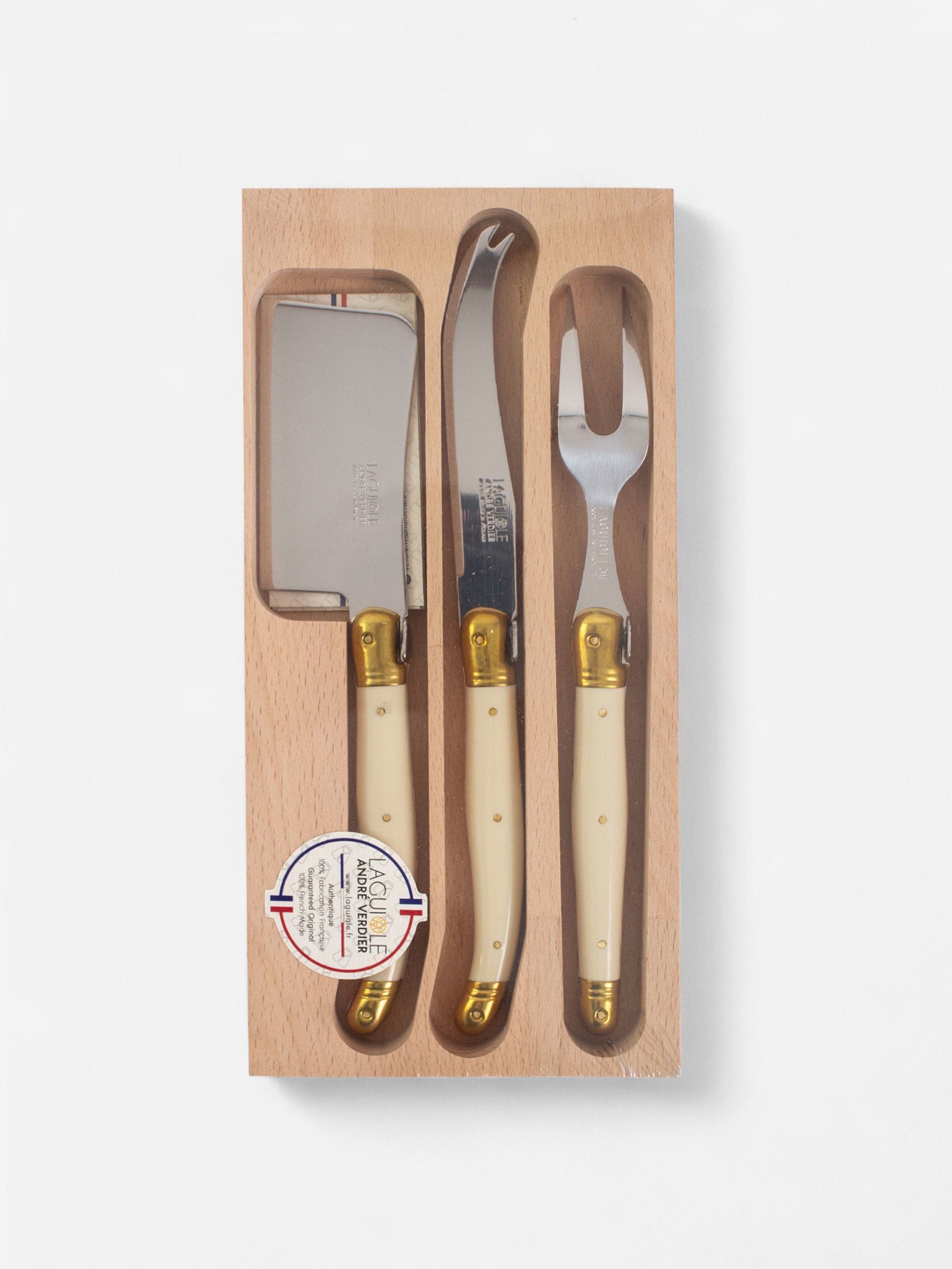 Laguiole Ivory & Brass Cheese Knife Set