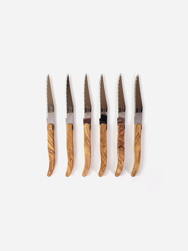 Laguiole Olive Wood Steak Knife Set