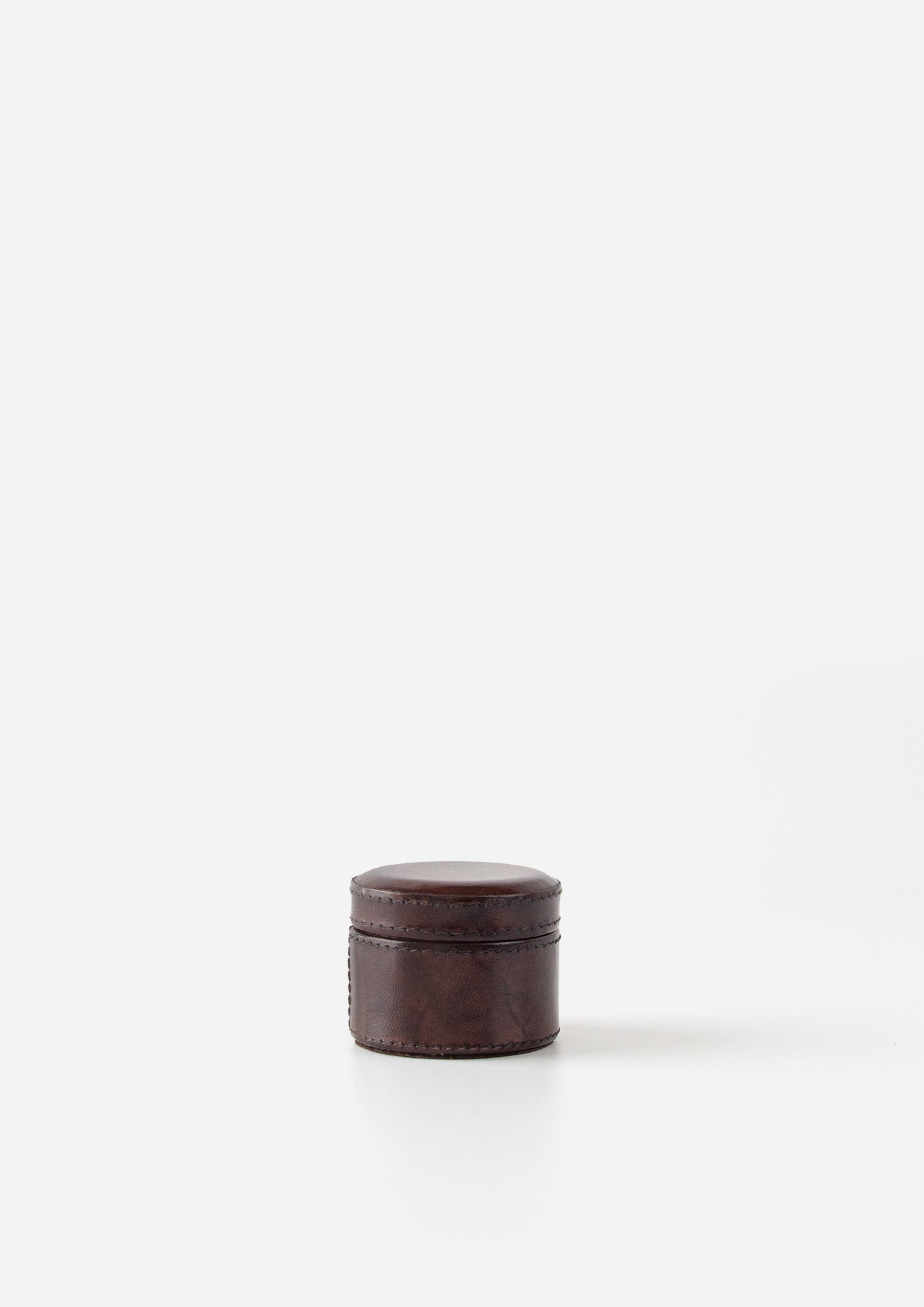 Leather Round Box Dark Walnut
