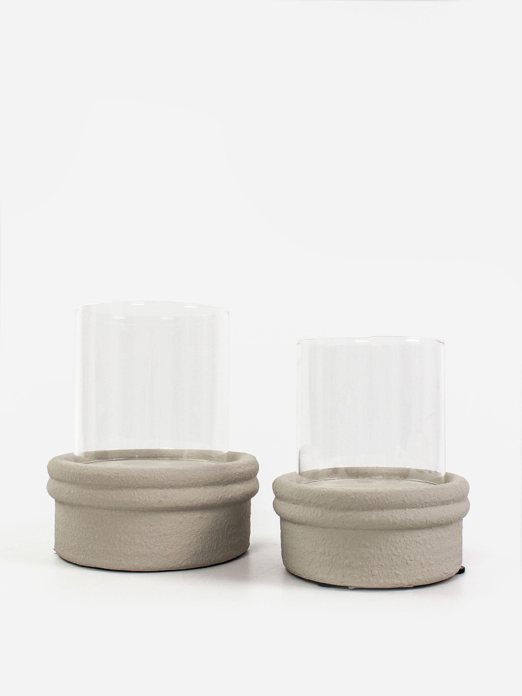 Low Taupe Candle Holder