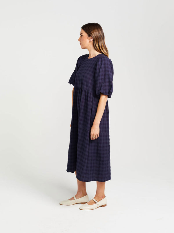 Lucinda Navy Check Dress