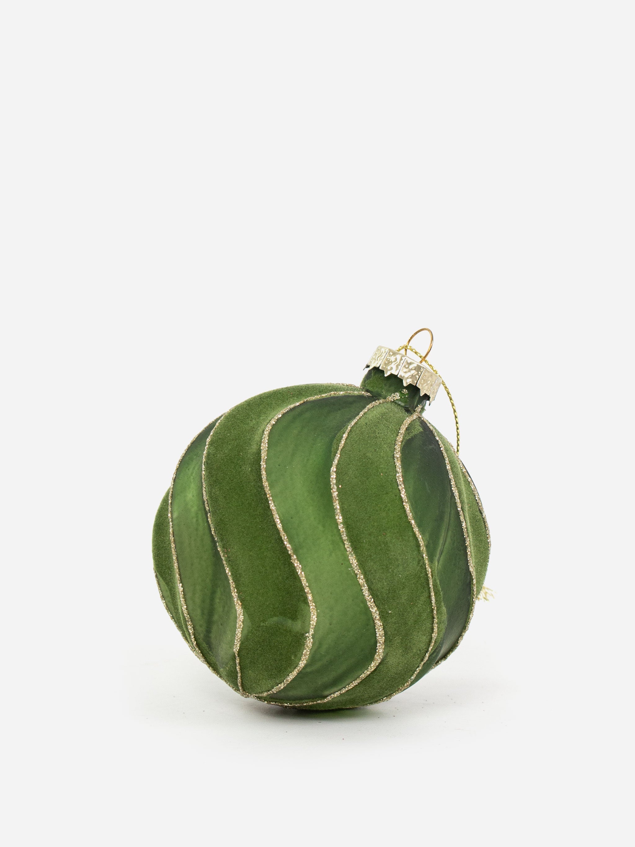 Olive Flocked Bauble