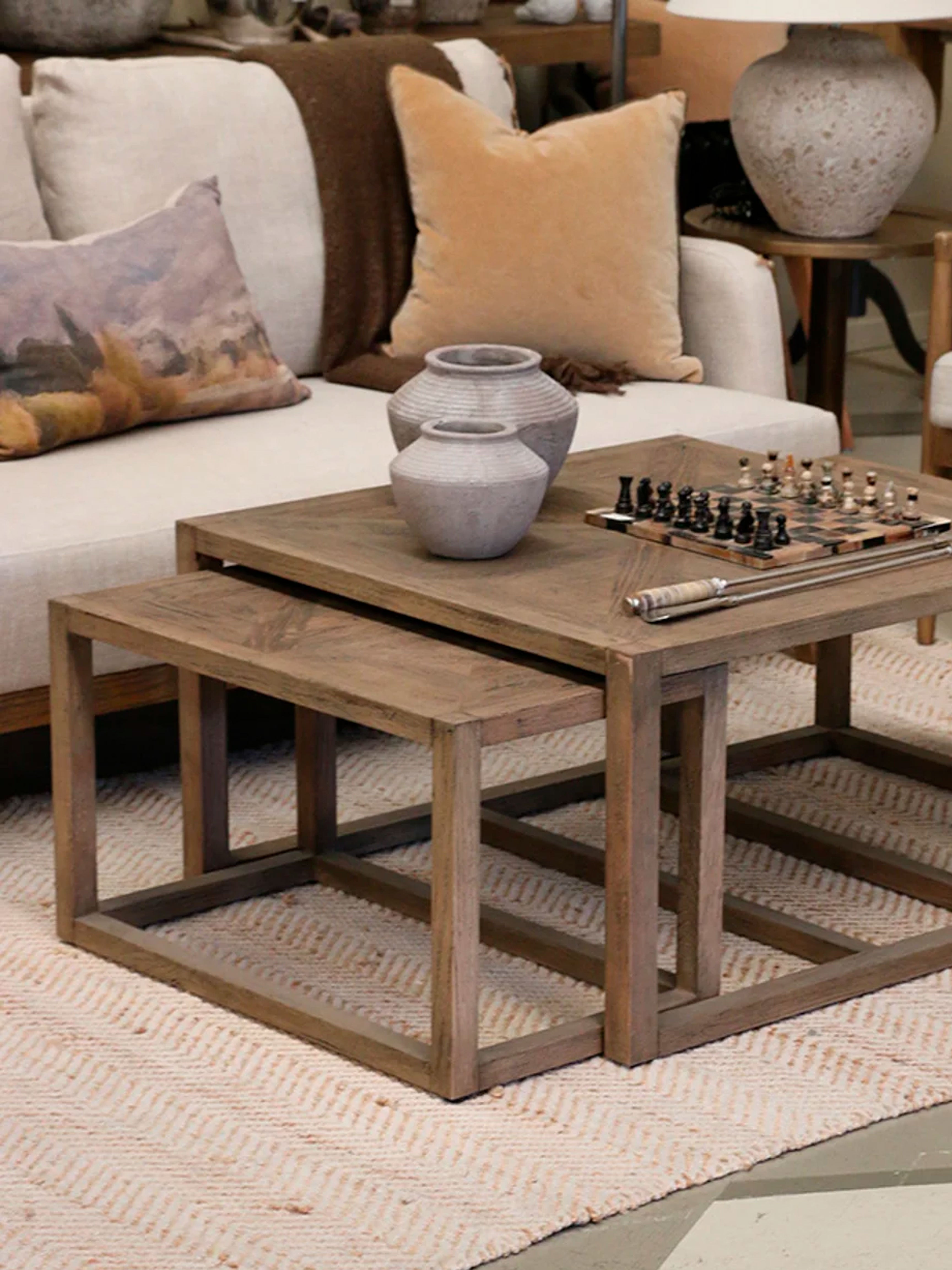 Omaha Oak Nesting Coffee Table Set