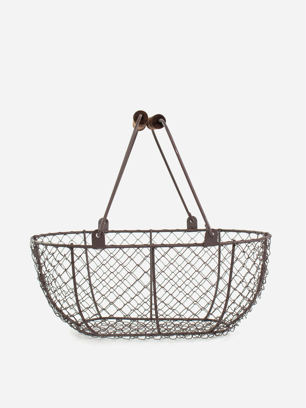 Accents | Oval Wire Basket With Wooden Handles Accents | Oval Wire Basket With Wooden Handles