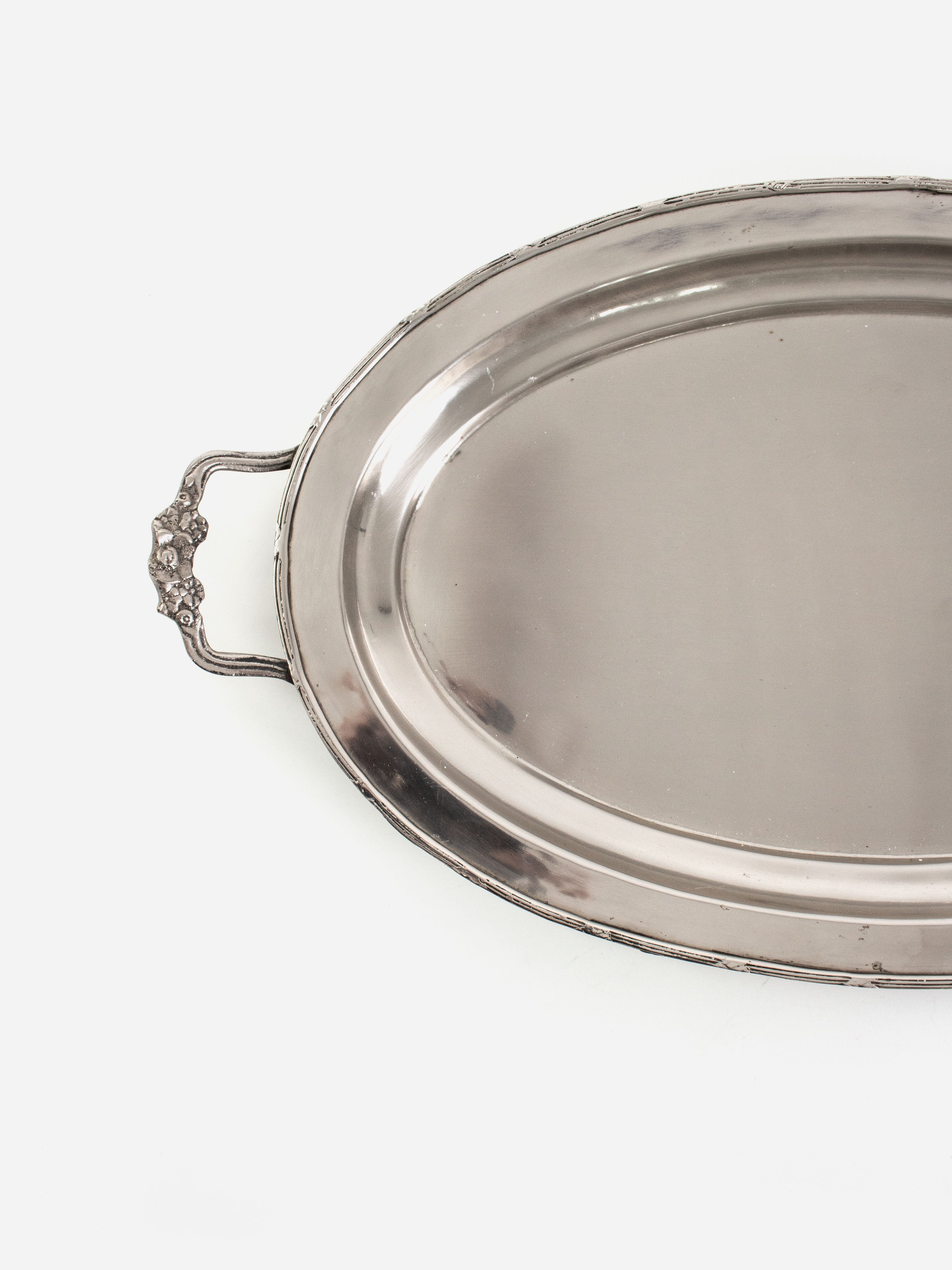 Oval Floral Handled Tray