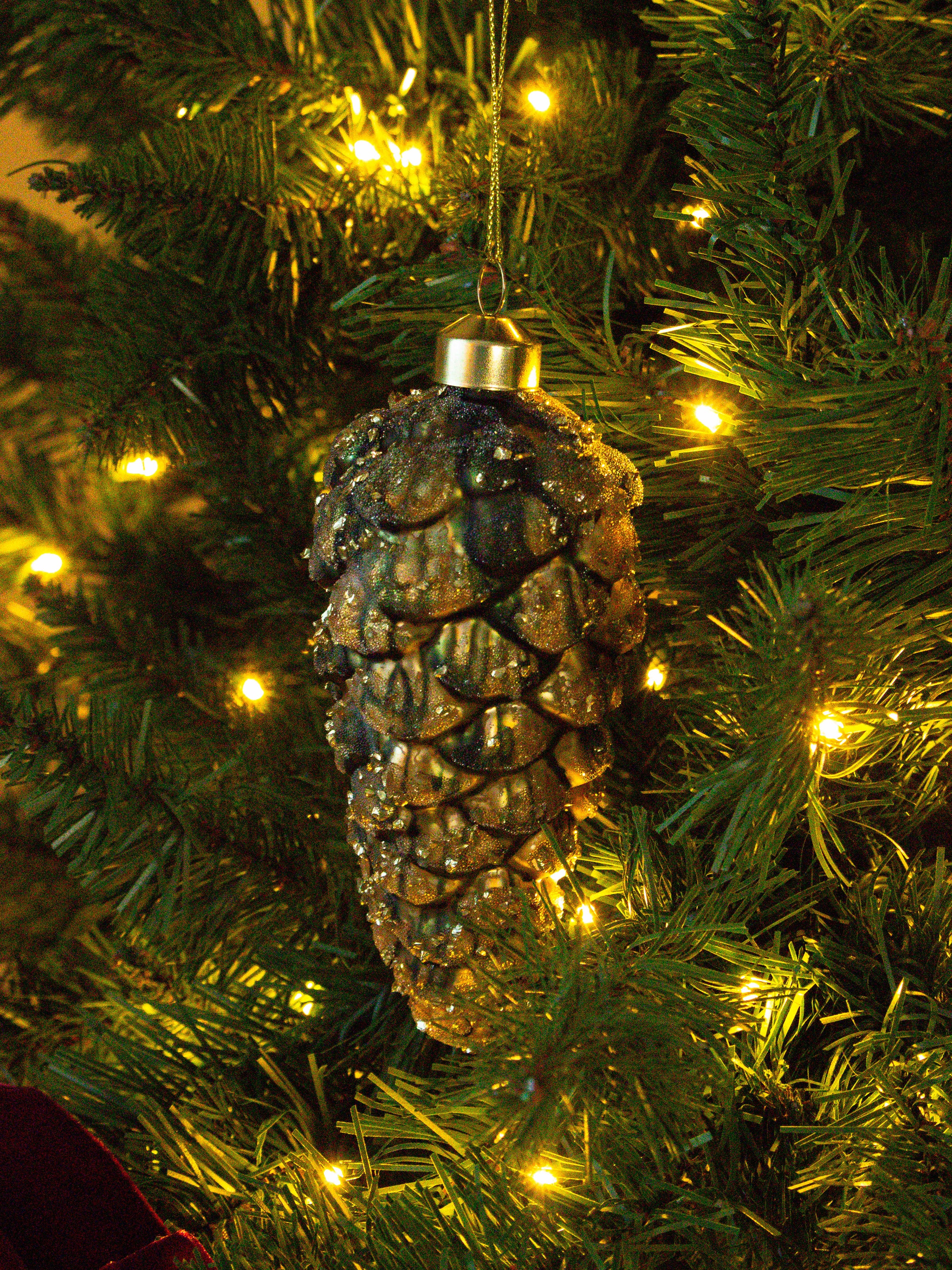 Pinecone Green Glass Bauble