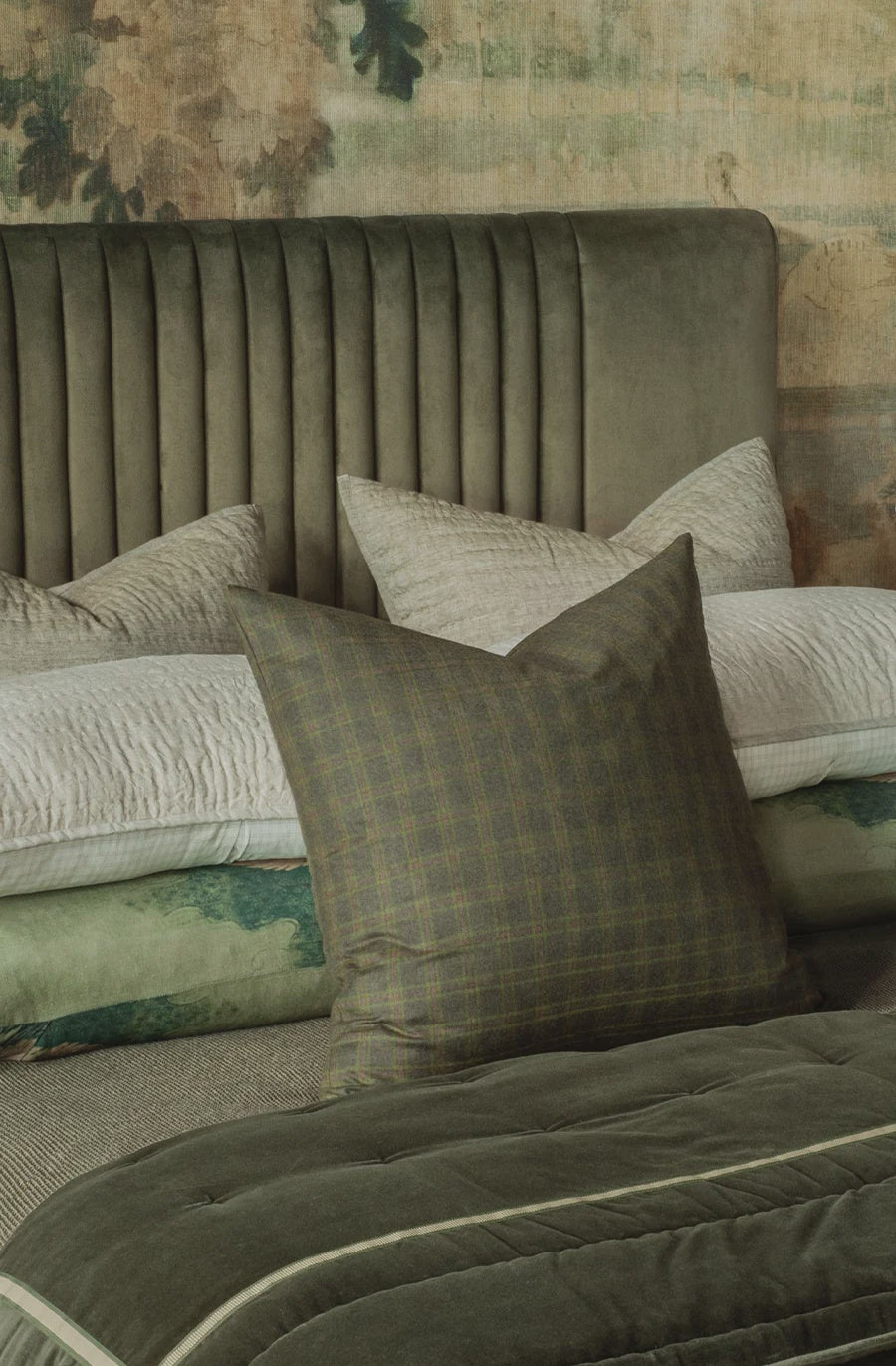 Plaid Deep Moss Cushion