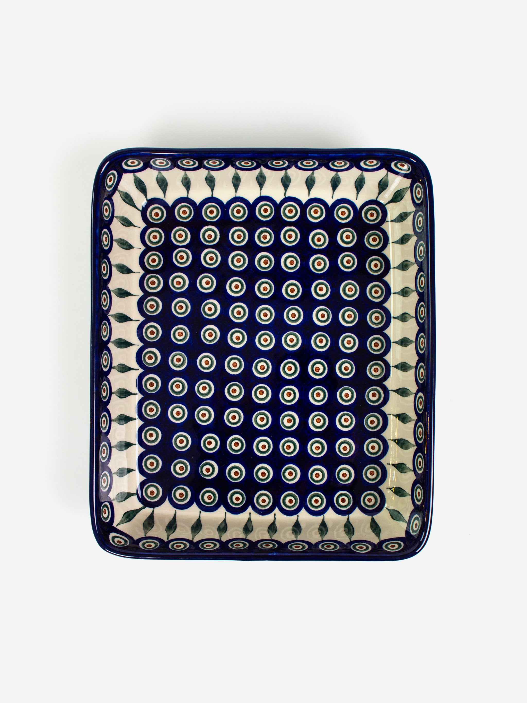 Polishware ceramic lasagna dish featuring classic blue and white handpainted patterns