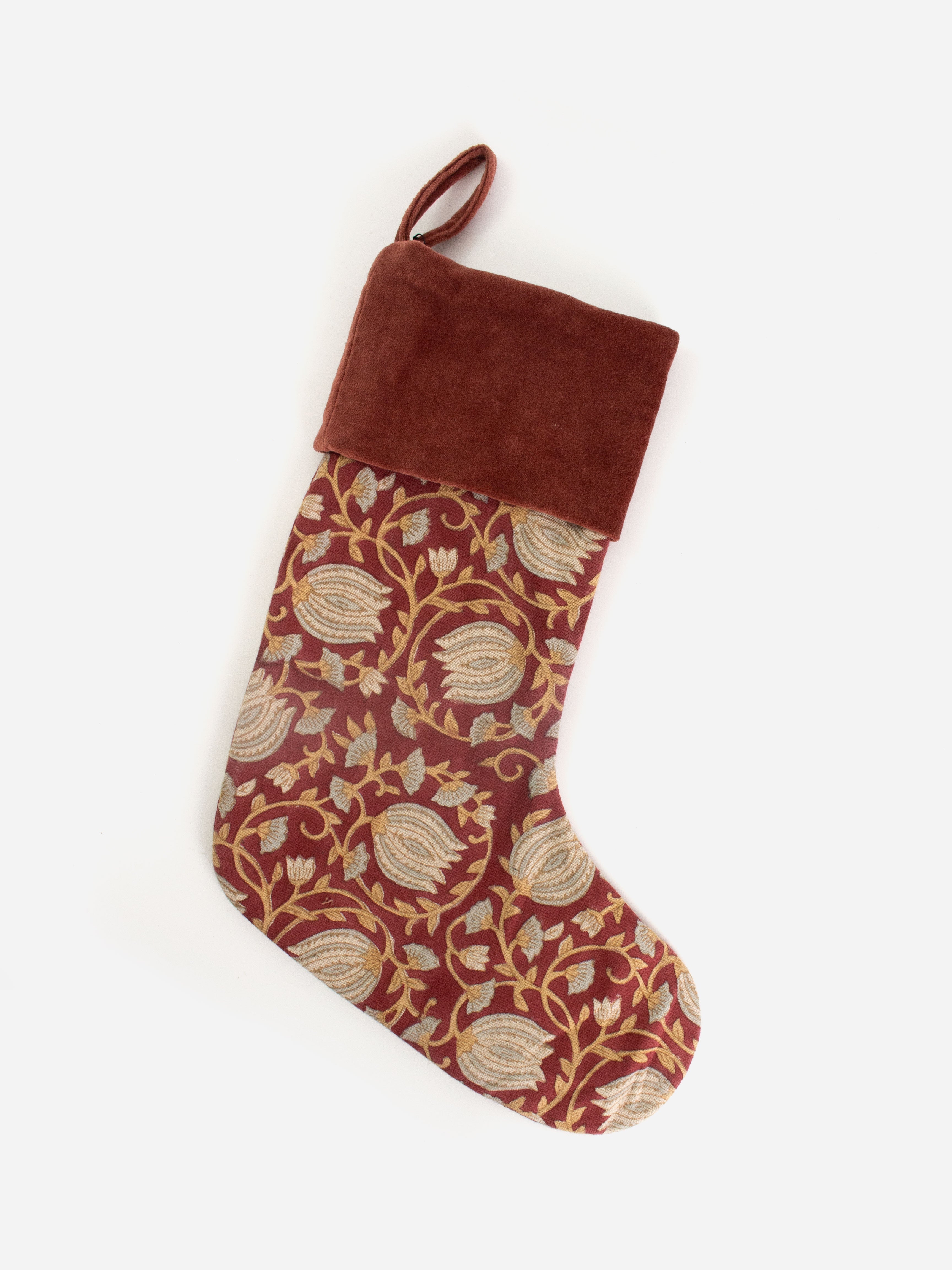 Red Pomegranate Floral Stocking