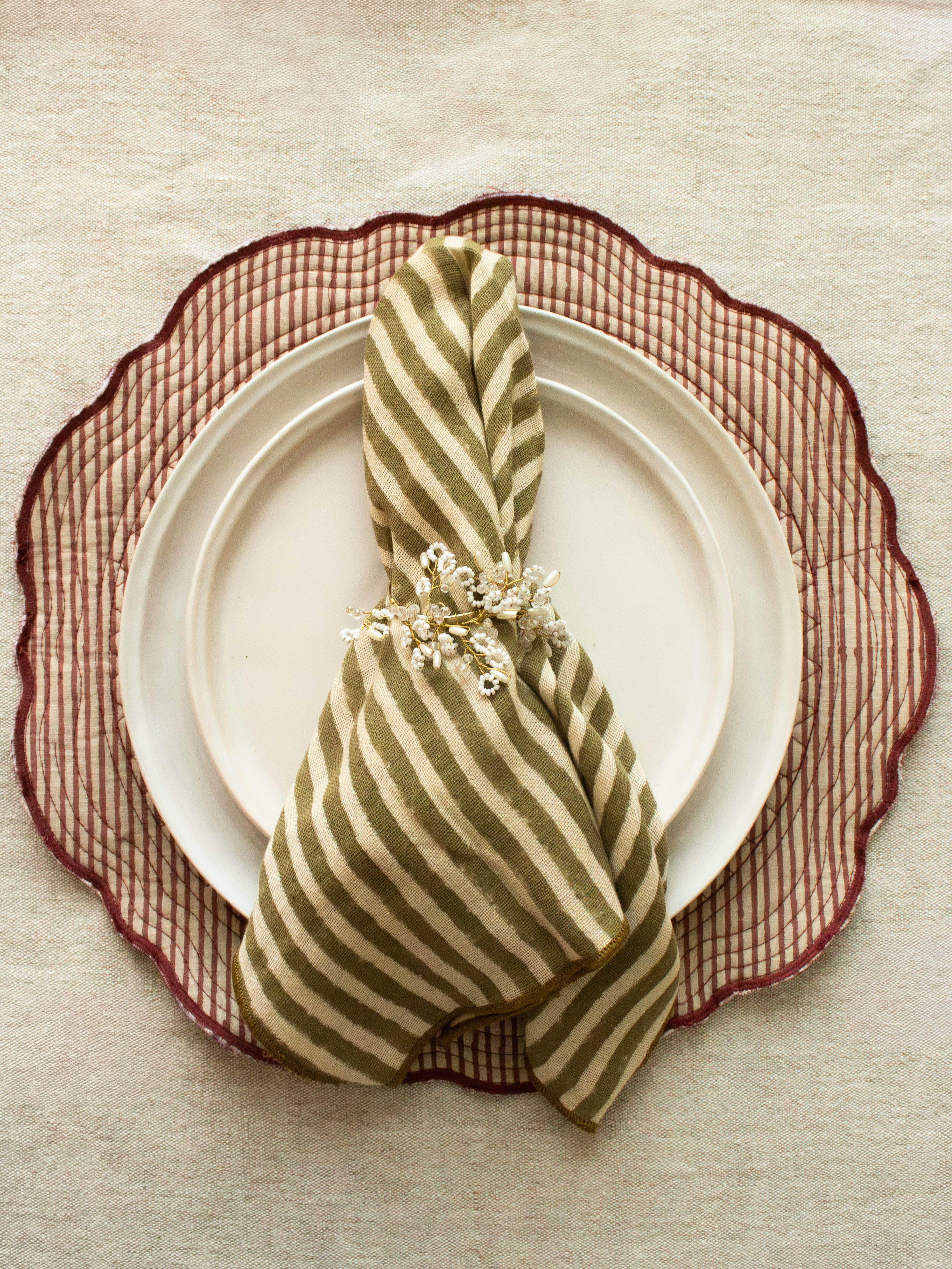 Red Striped Quilted Placemat