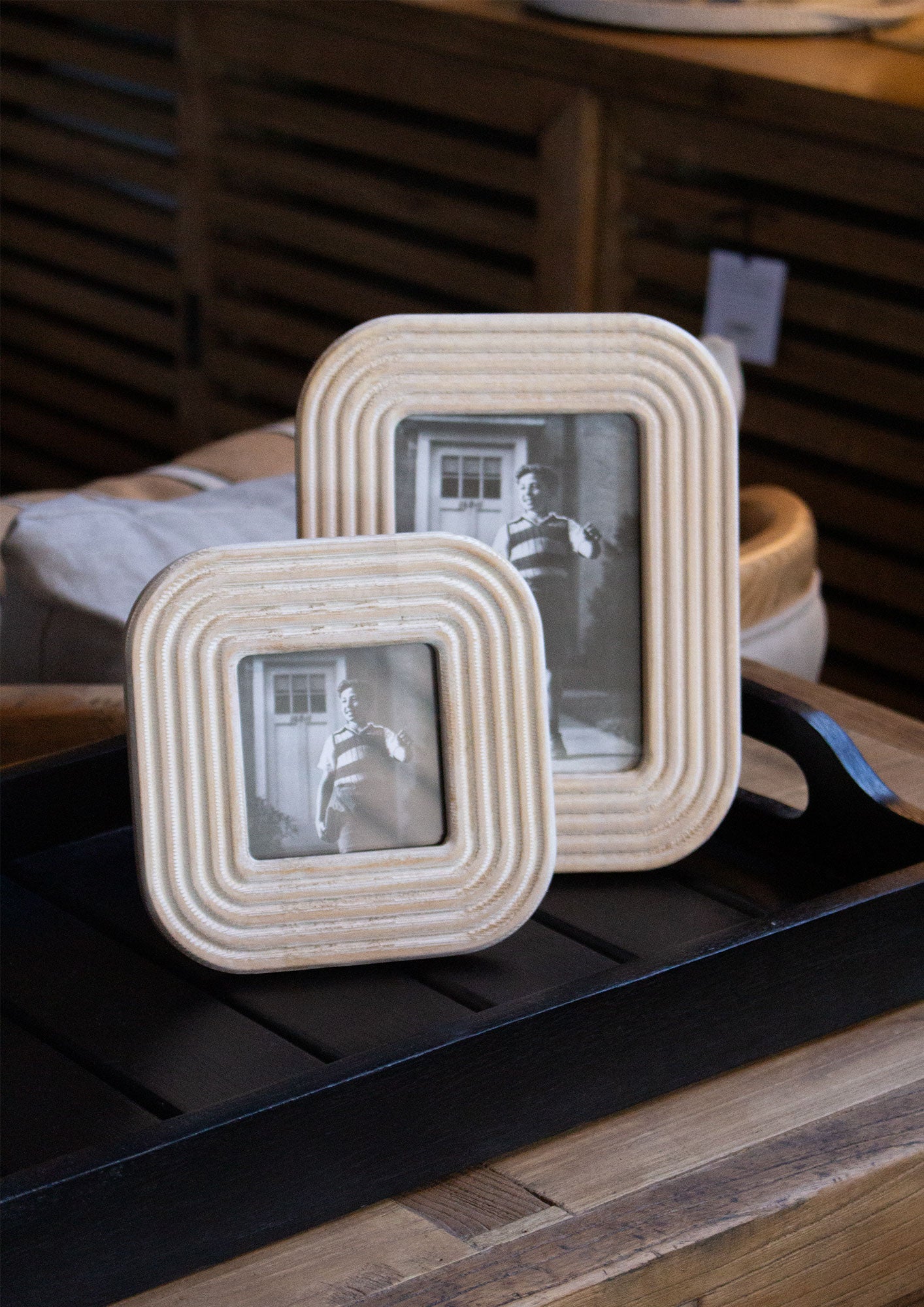 Ridged Wooden Photo Frame