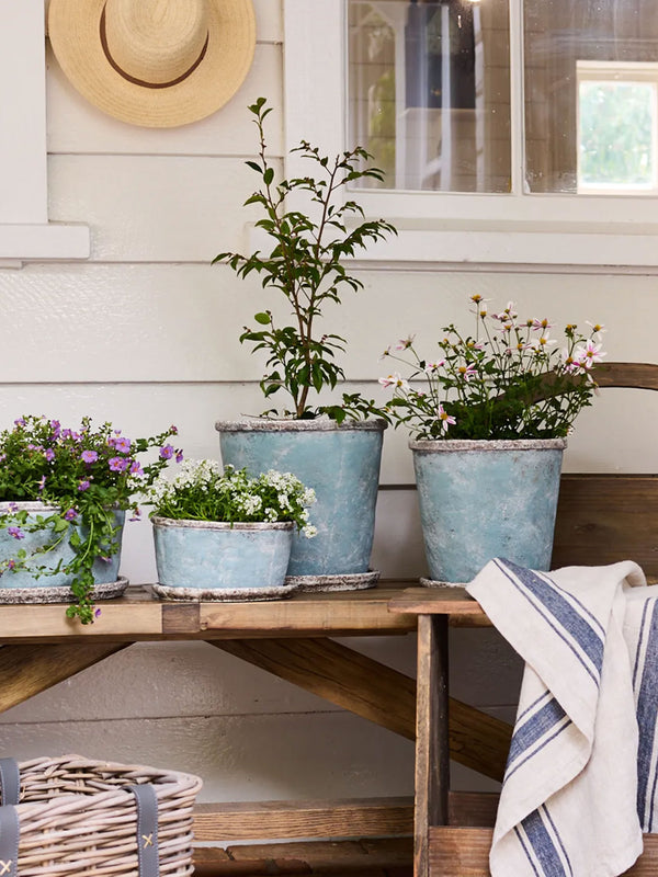 Sea Blue Plant Pot & Saucer