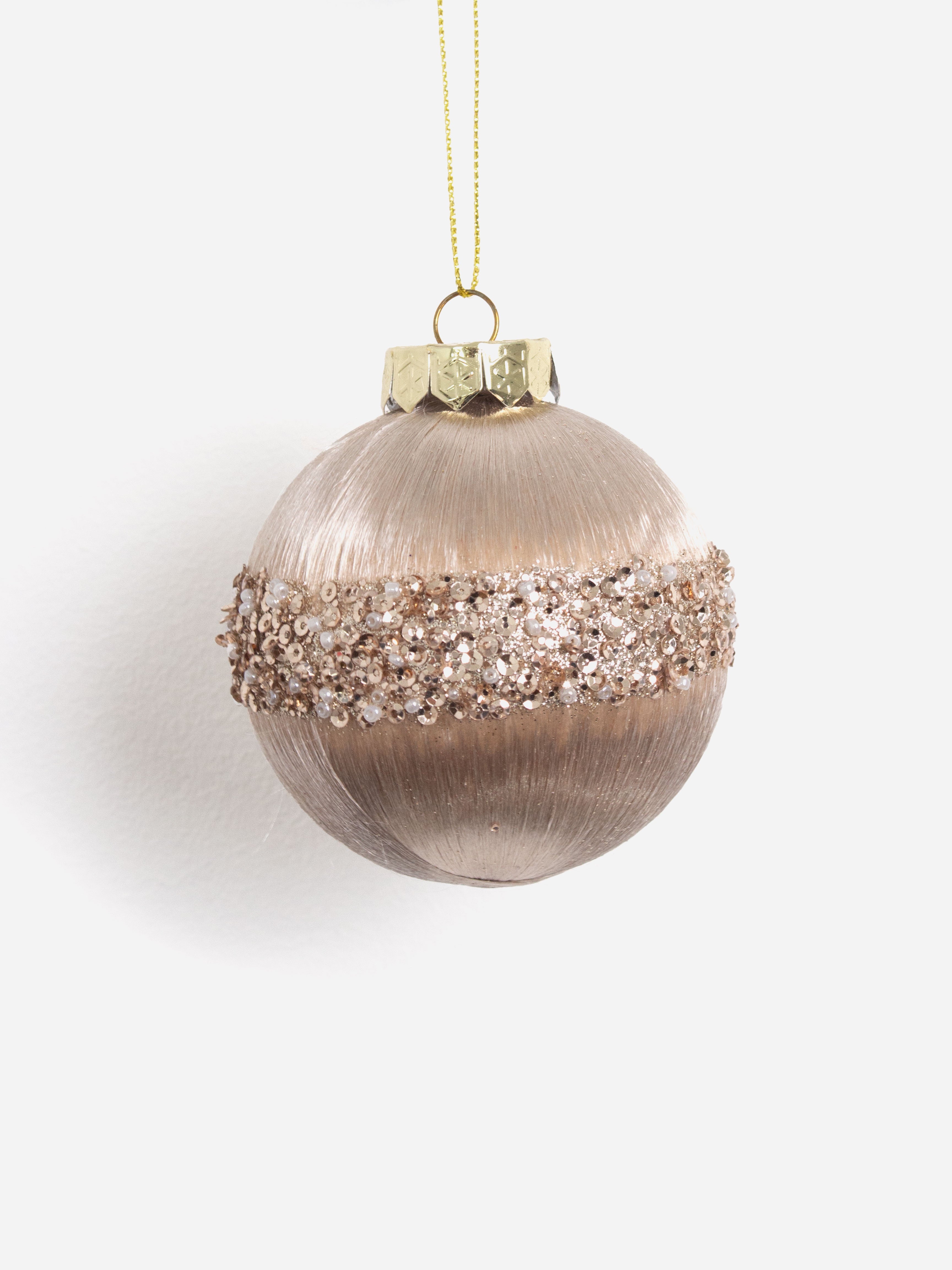 Silky Champagne Beaded Band Bauble