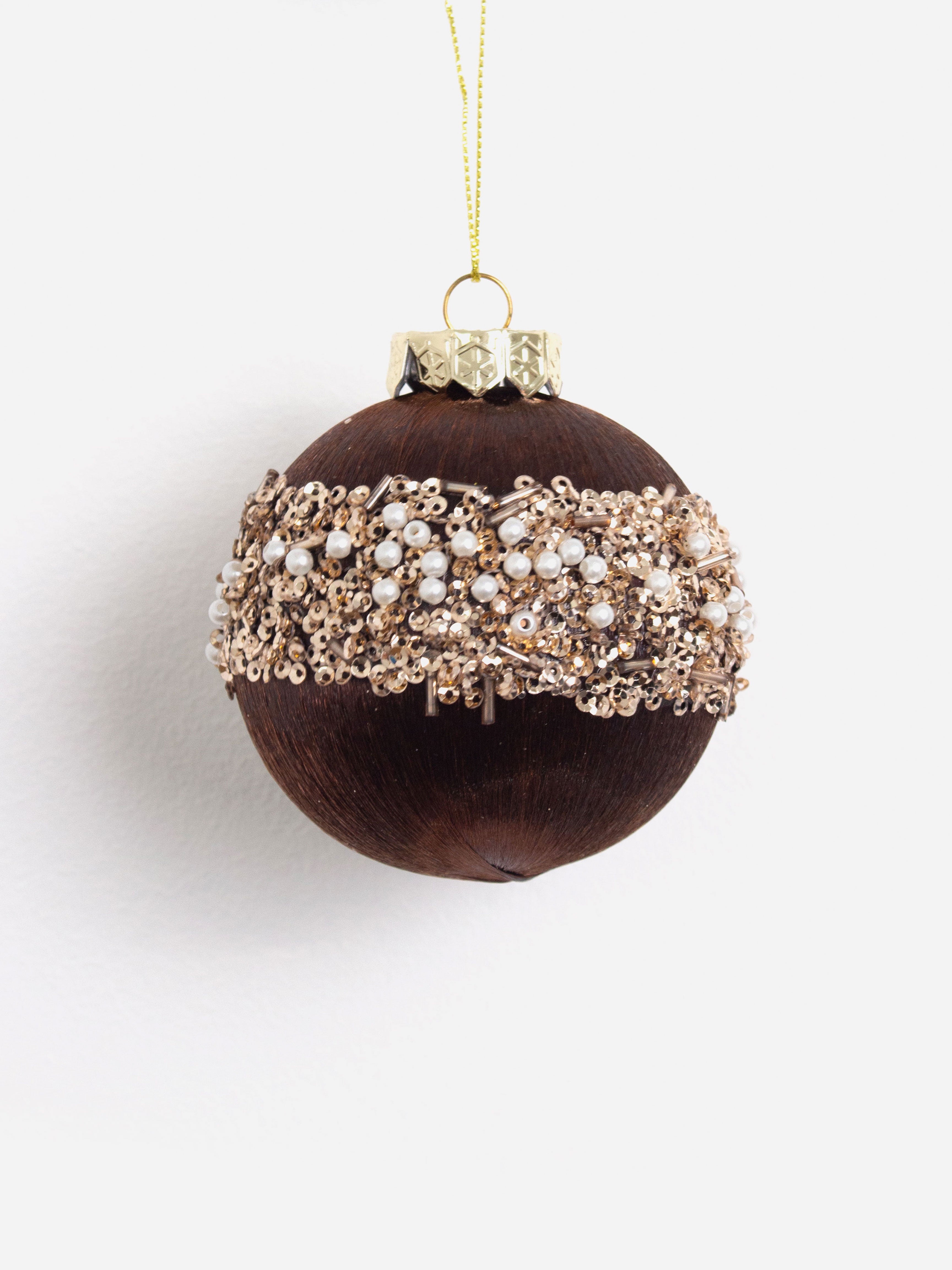 Silky Chocolate Beaded Band Bauble