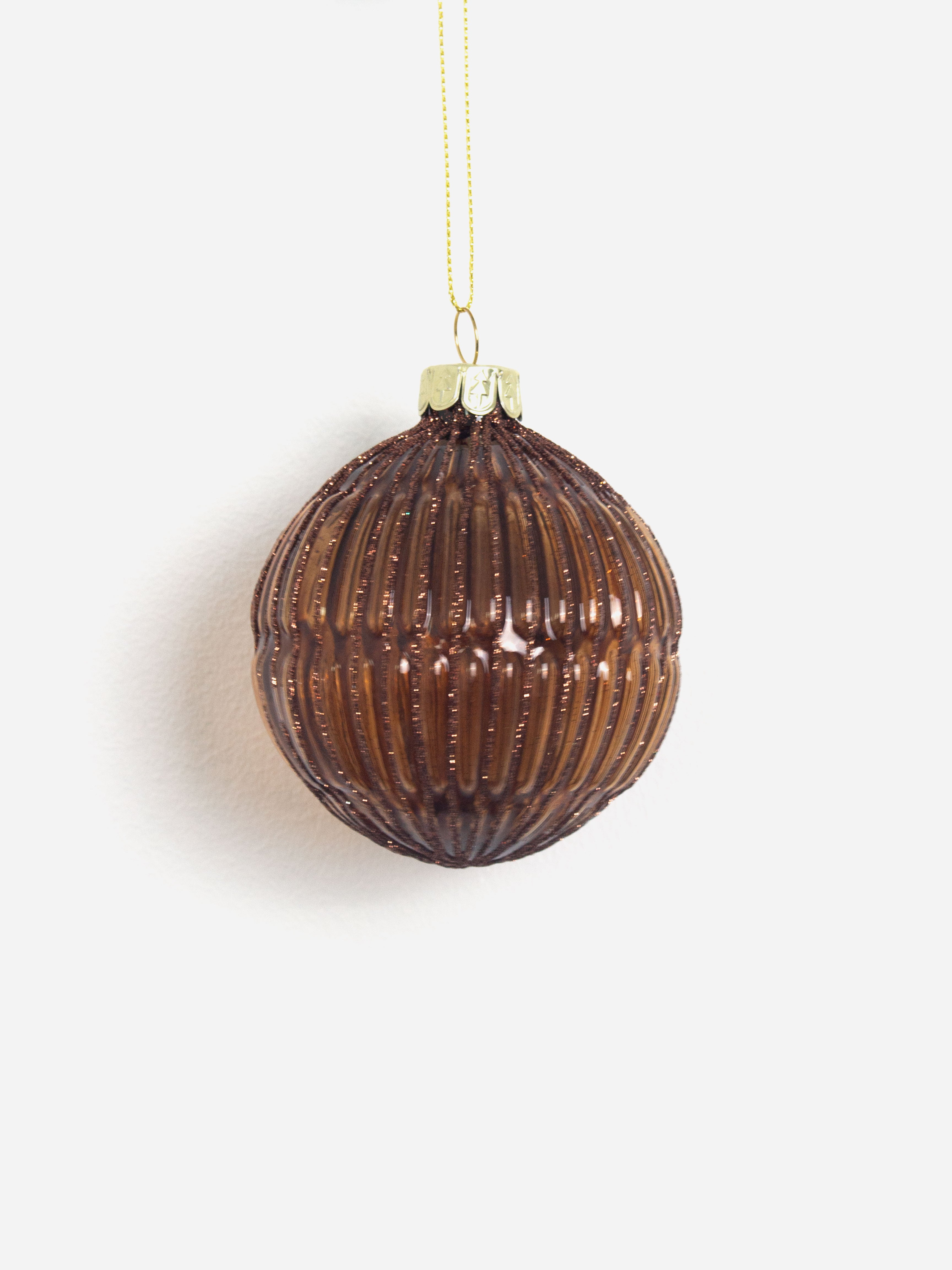Sparkling Chestnut Sphere Glass Bauble