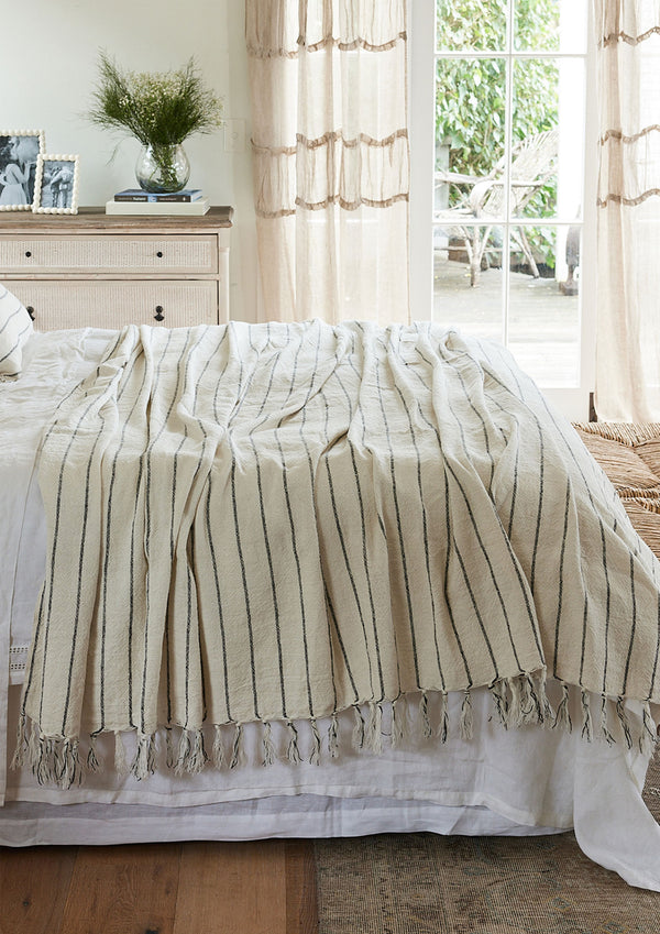 Striped Linen Bed Cover