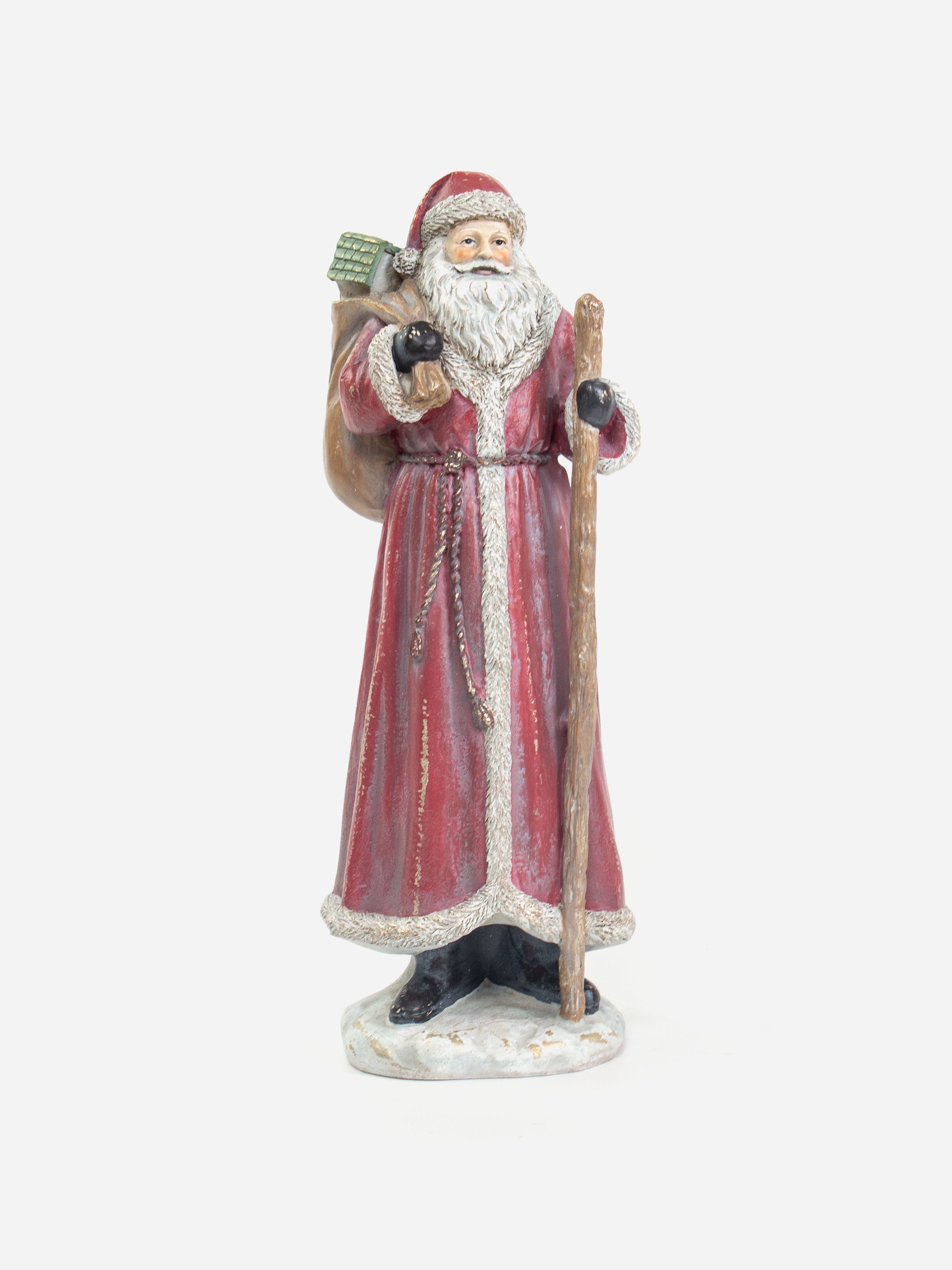 Tall Red Santa with Sack and Staff