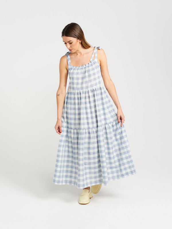 Tie Up  Marine Check Ziggy Dress