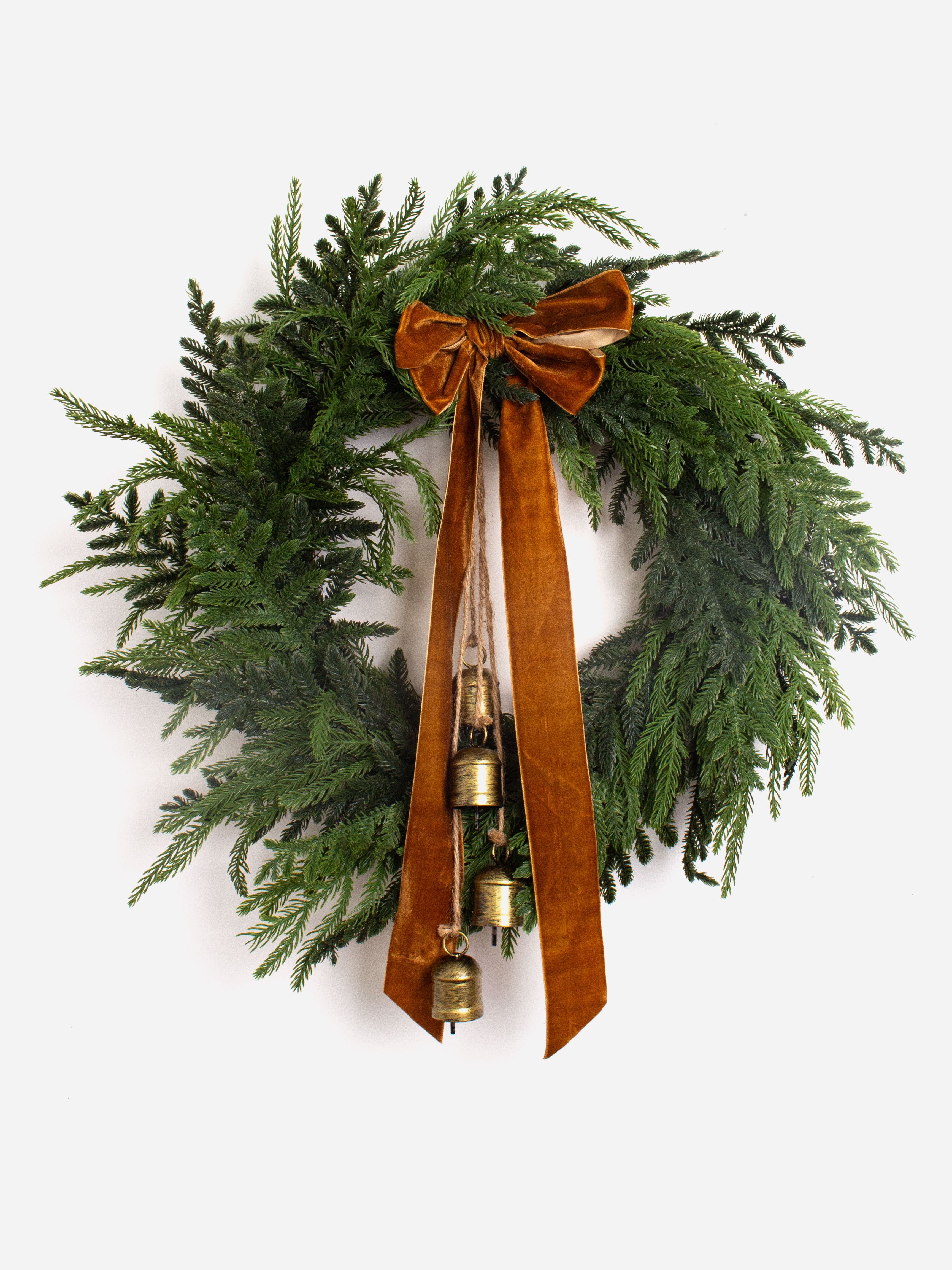 Tobacco Bells & Bow Wreath