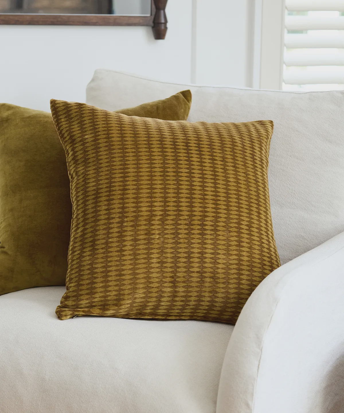 Tobacco Diamonds Handblock Cushion Cover