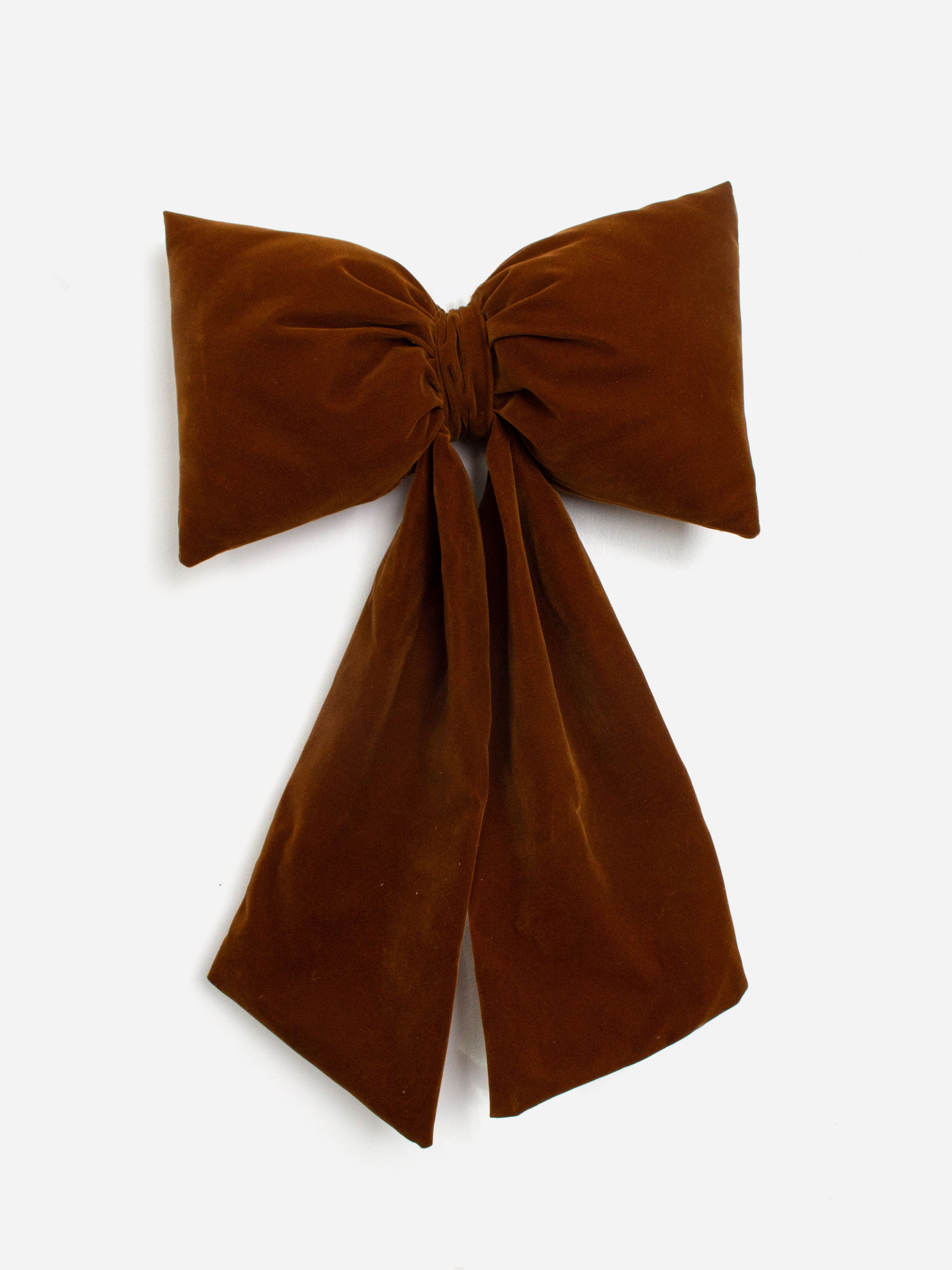 Tobacco Velvet Cushion Clip Bow