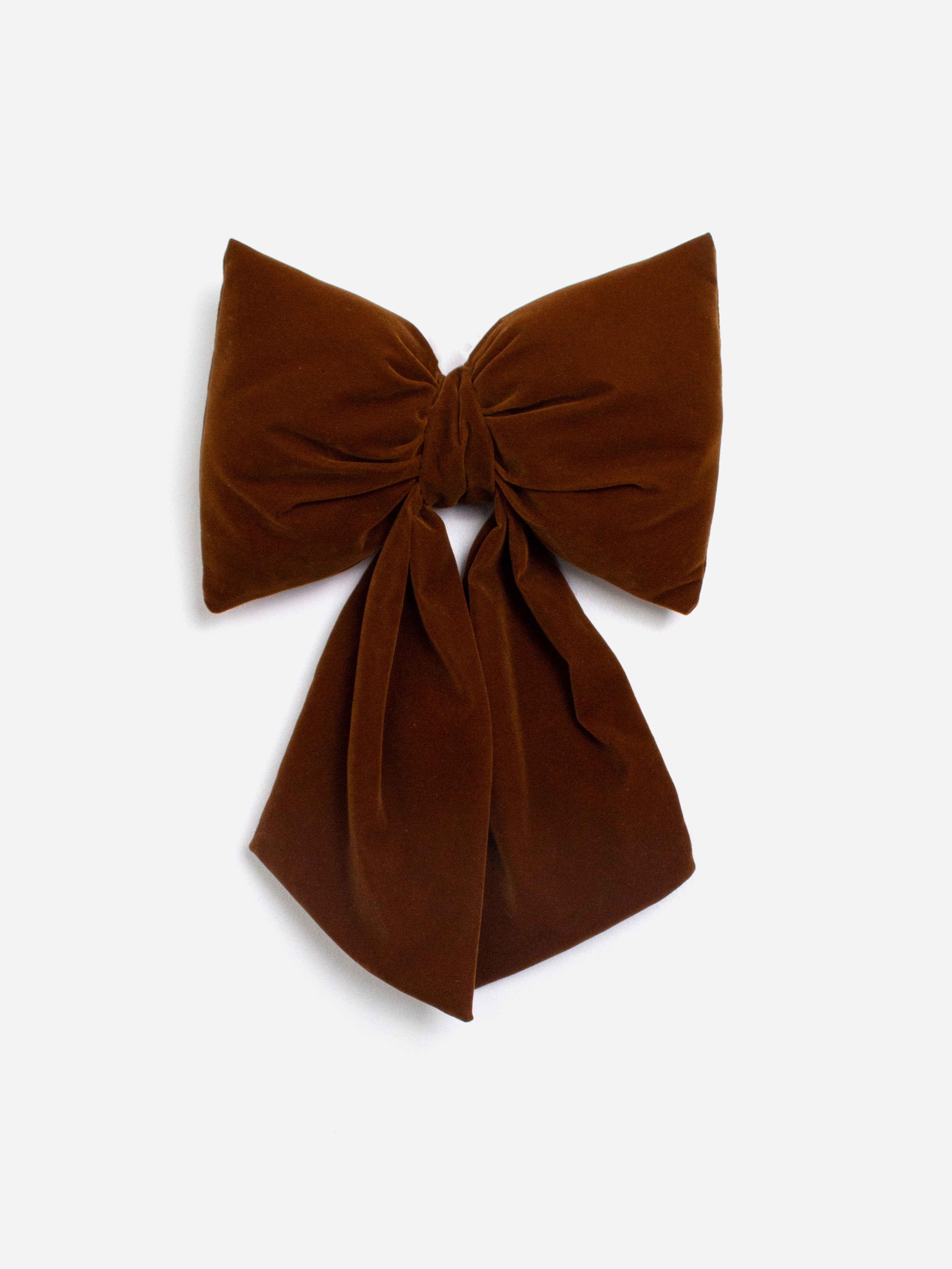 Tobacco Velvet Cushion Clip Bow