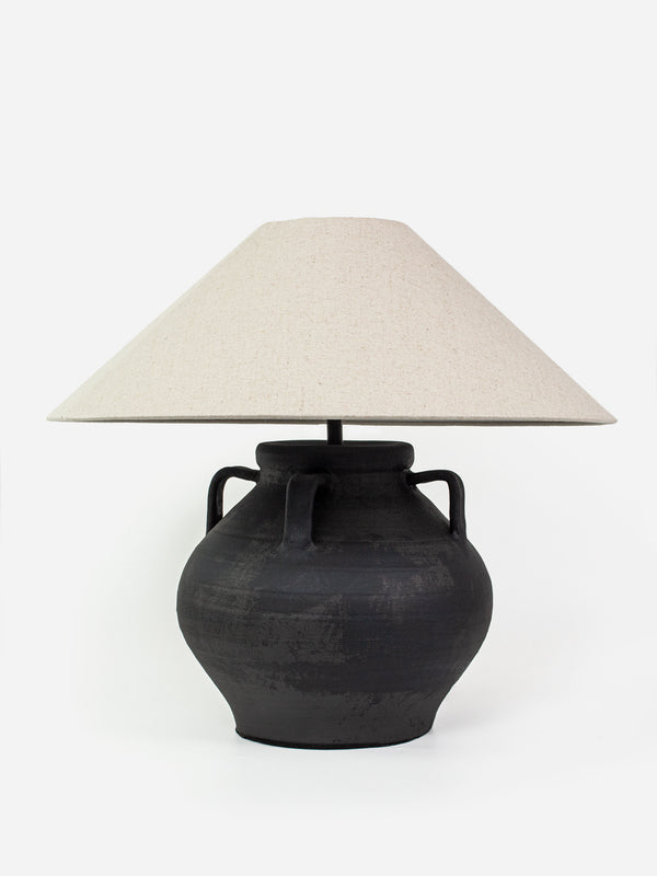 Tuscan Ironsand Lamp & Raw Linen Shade