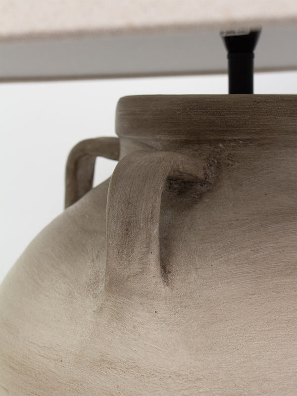 Tuscan Sandstone Lamp & Raw Linen Shade