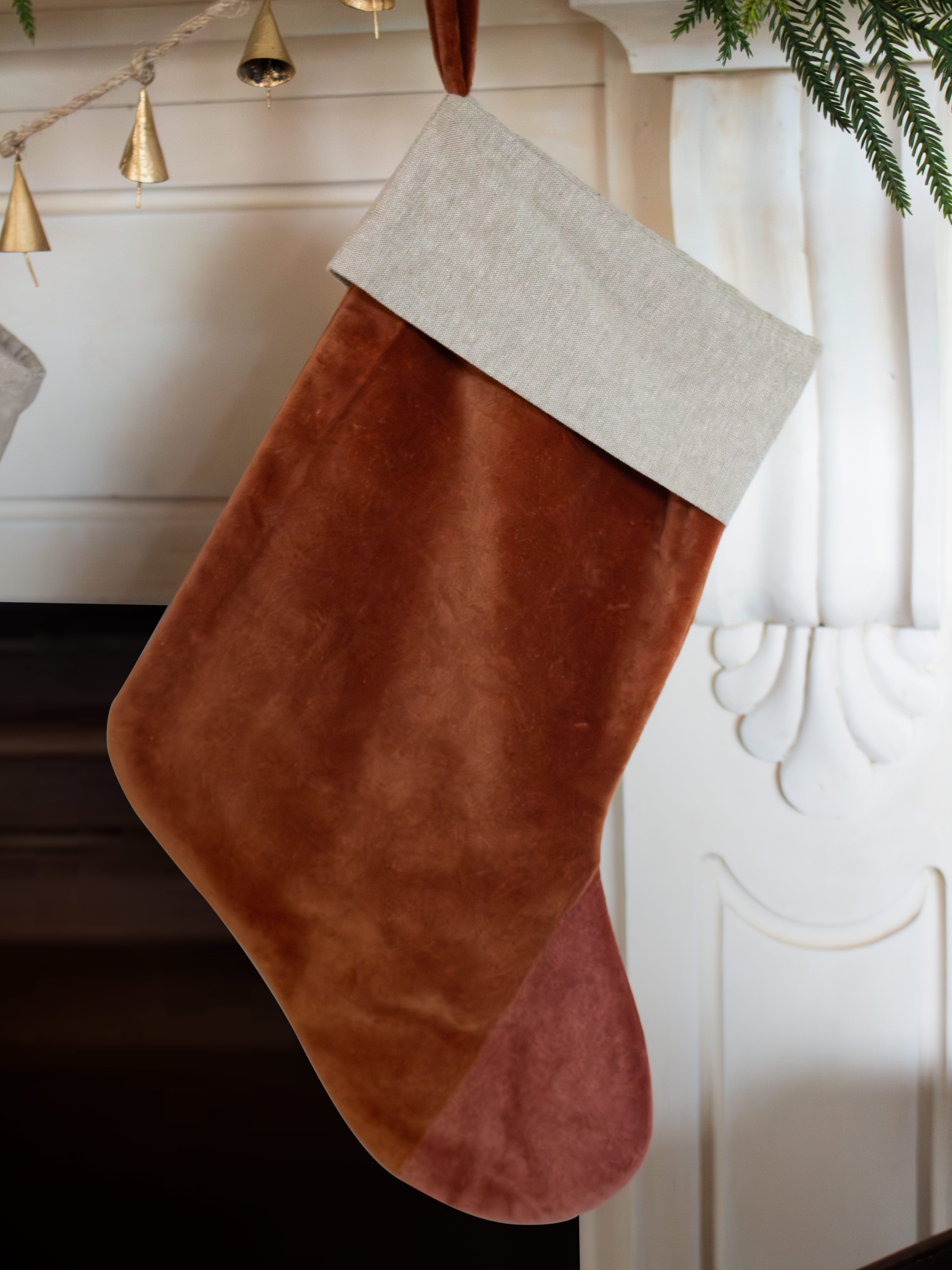 Two Toned Cinnamon Velvet Stocking