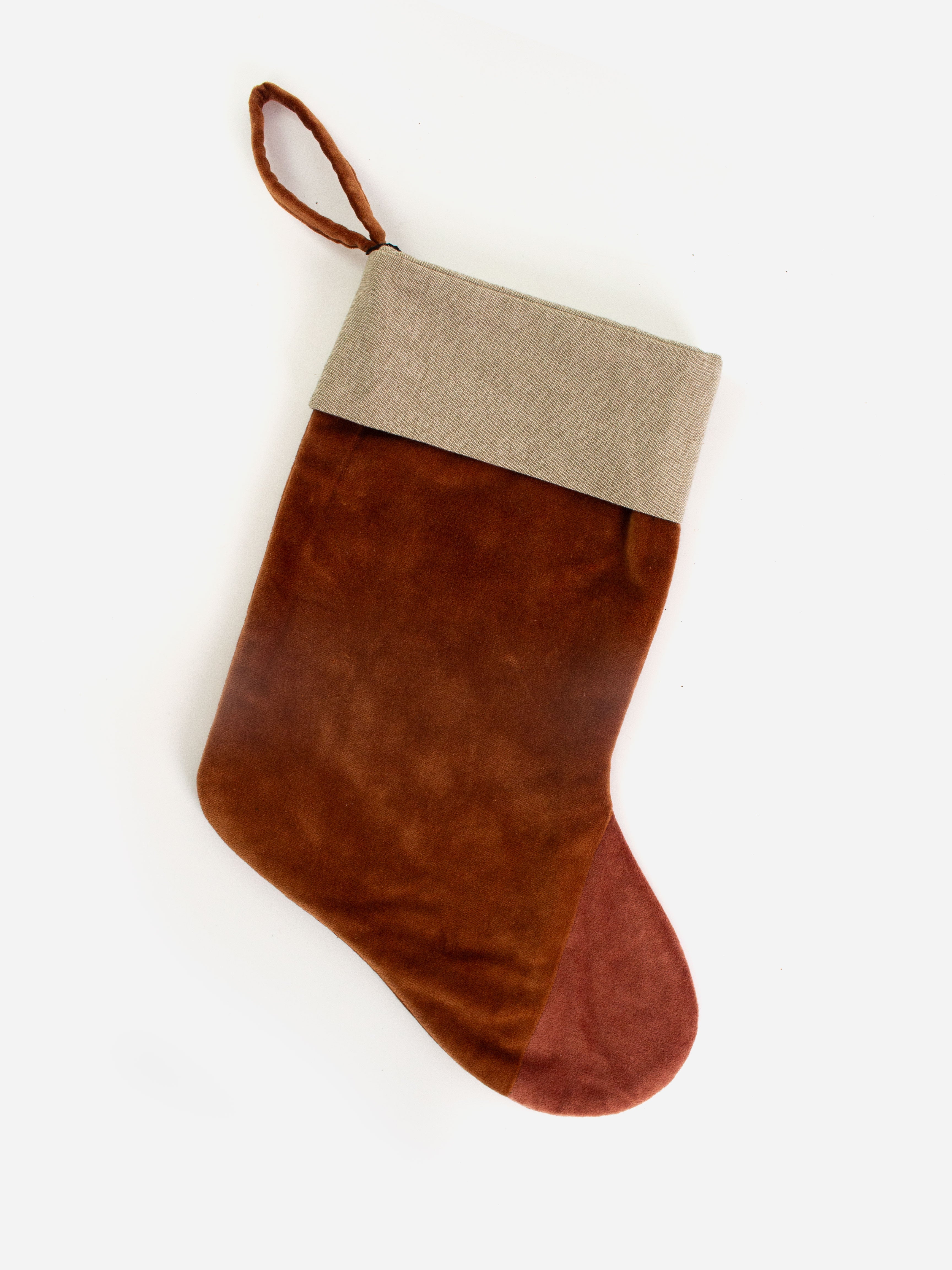 Two Toned Cinnamon Velvet Stocking
