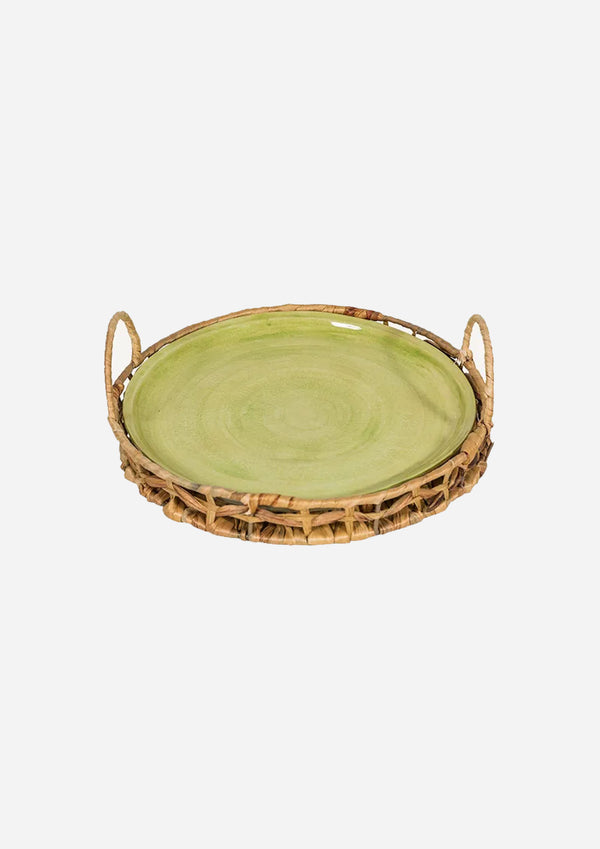 Vert Textured Platter with Seagrass Tray