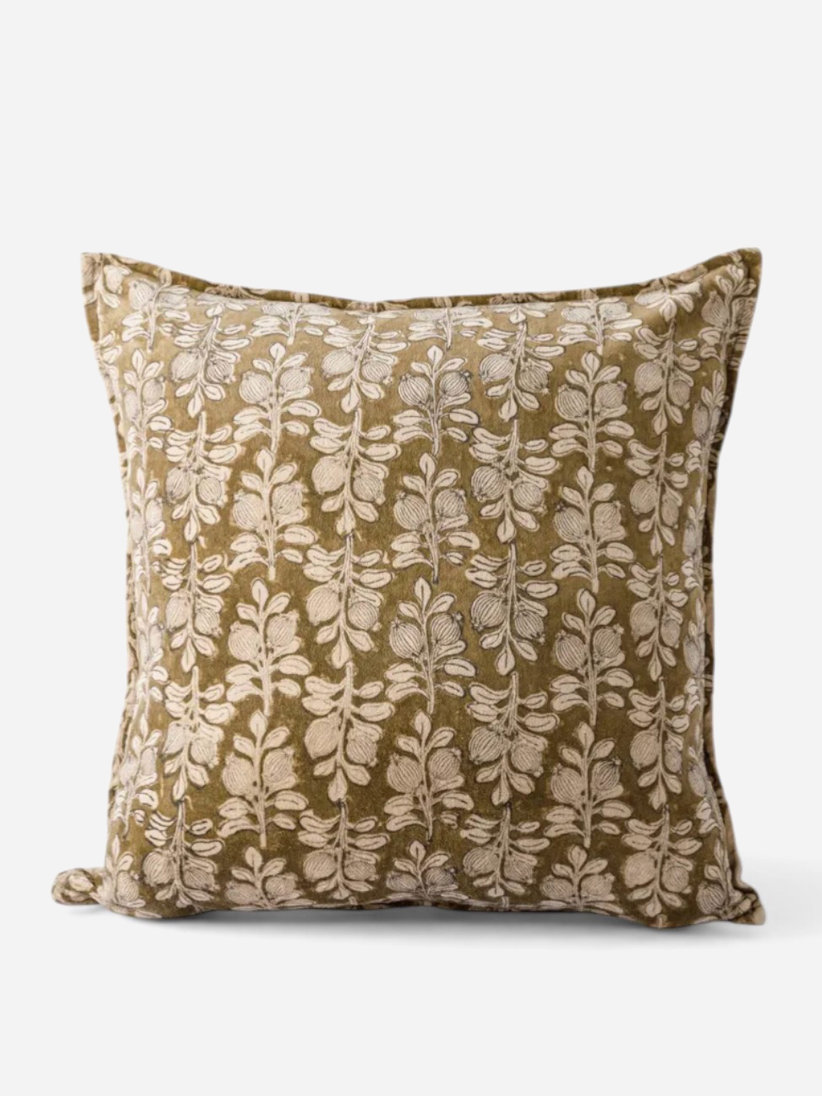 Vine Handblock Velvet Cushion Cover